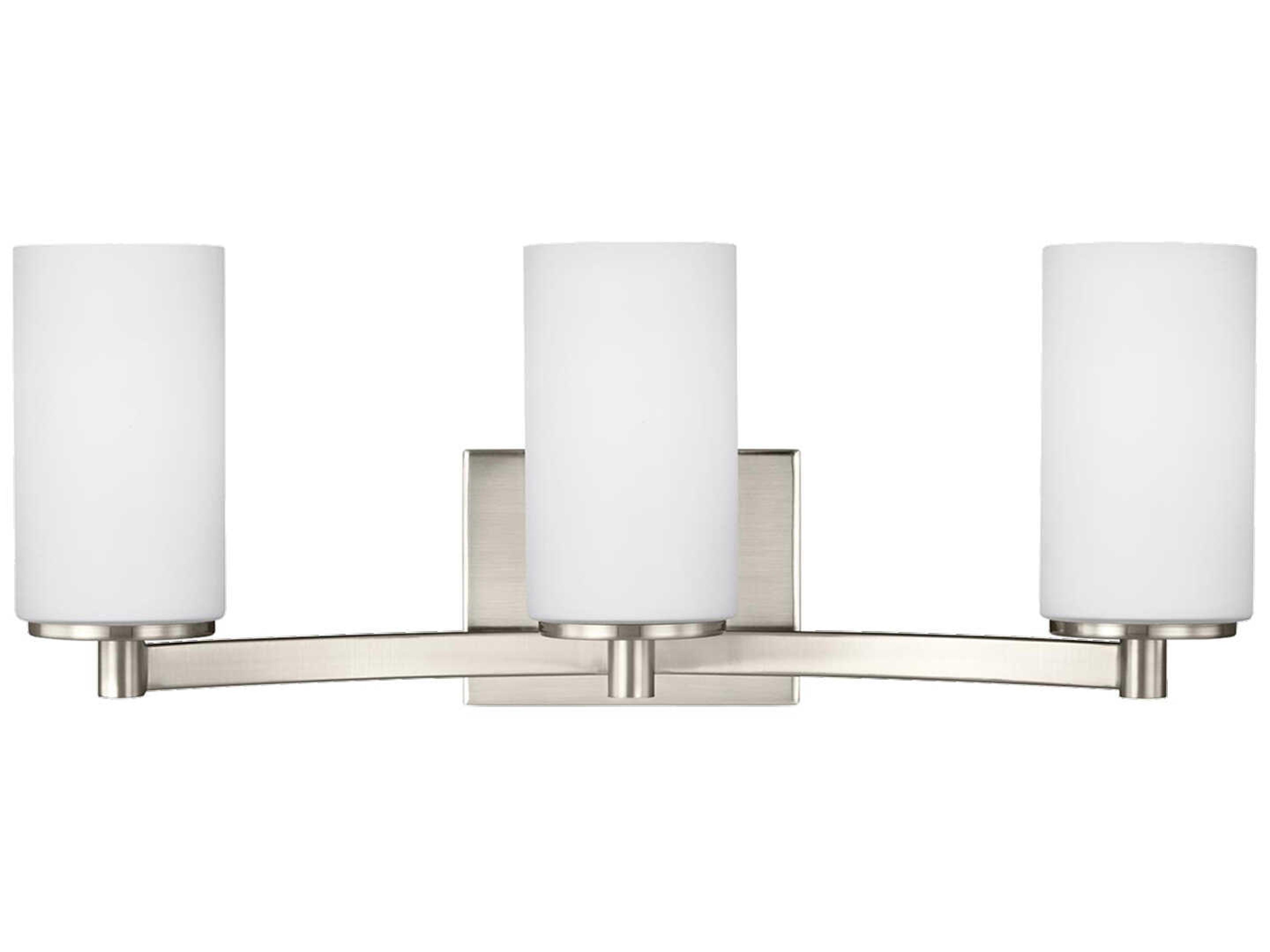 Hettinger 3-Light Brushed Nickel Glass Vanity Light