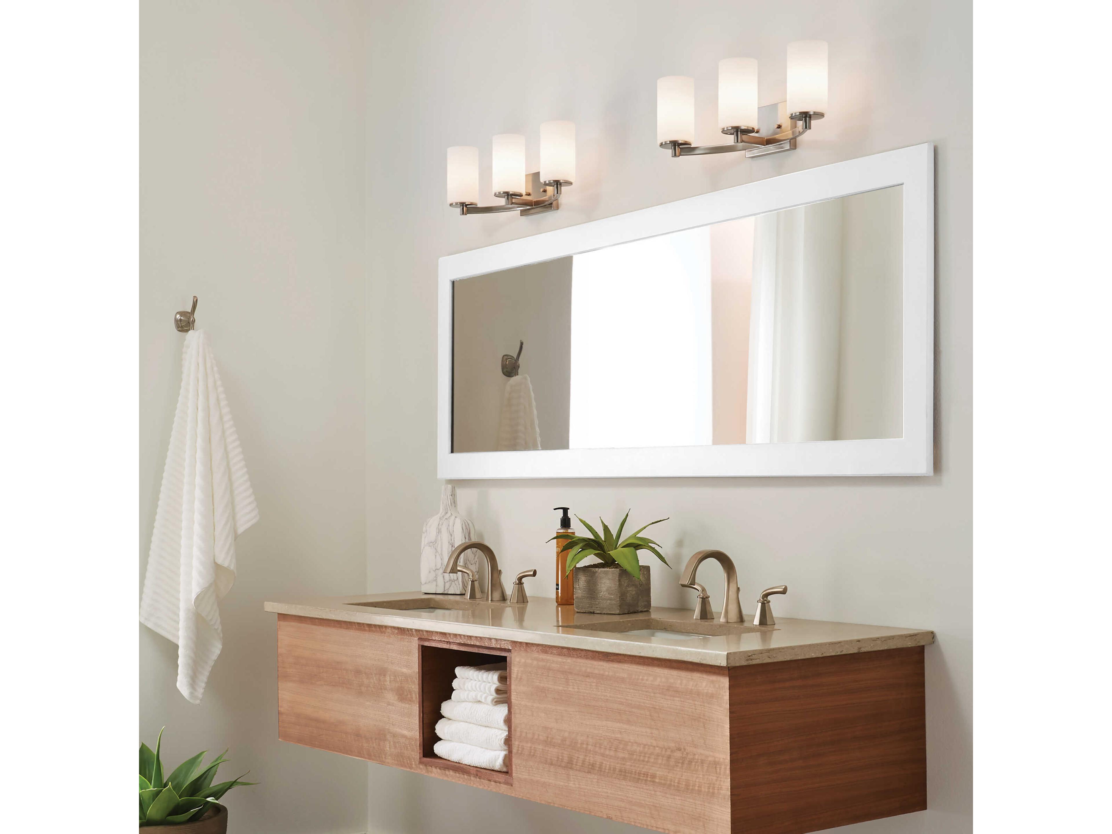 Generation Lighting Hettinger 3-Light Brushed Nickel Glass Vanity Light