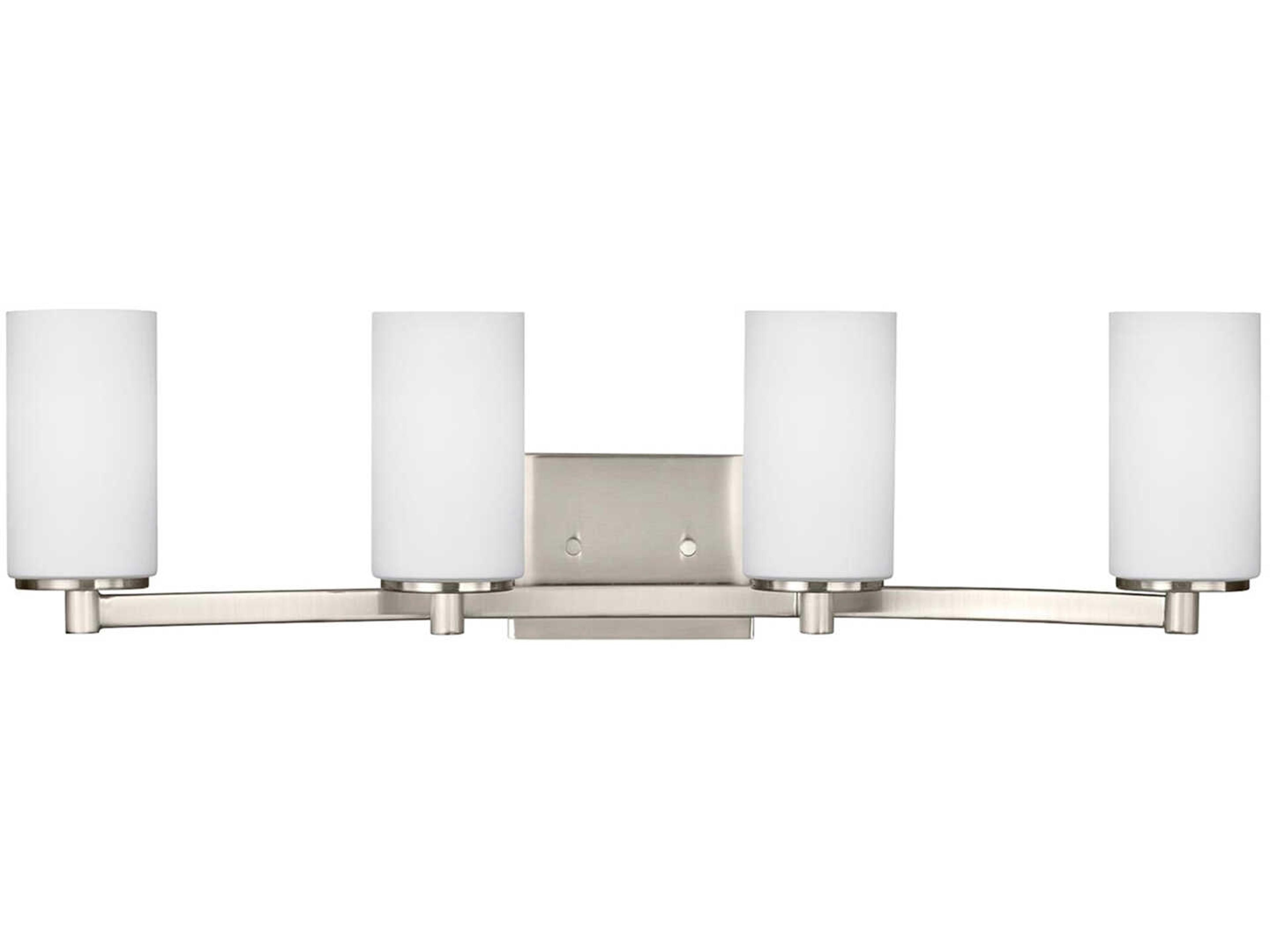 Hettinger 4-Light Brushed Nickel Glass Vanity Light