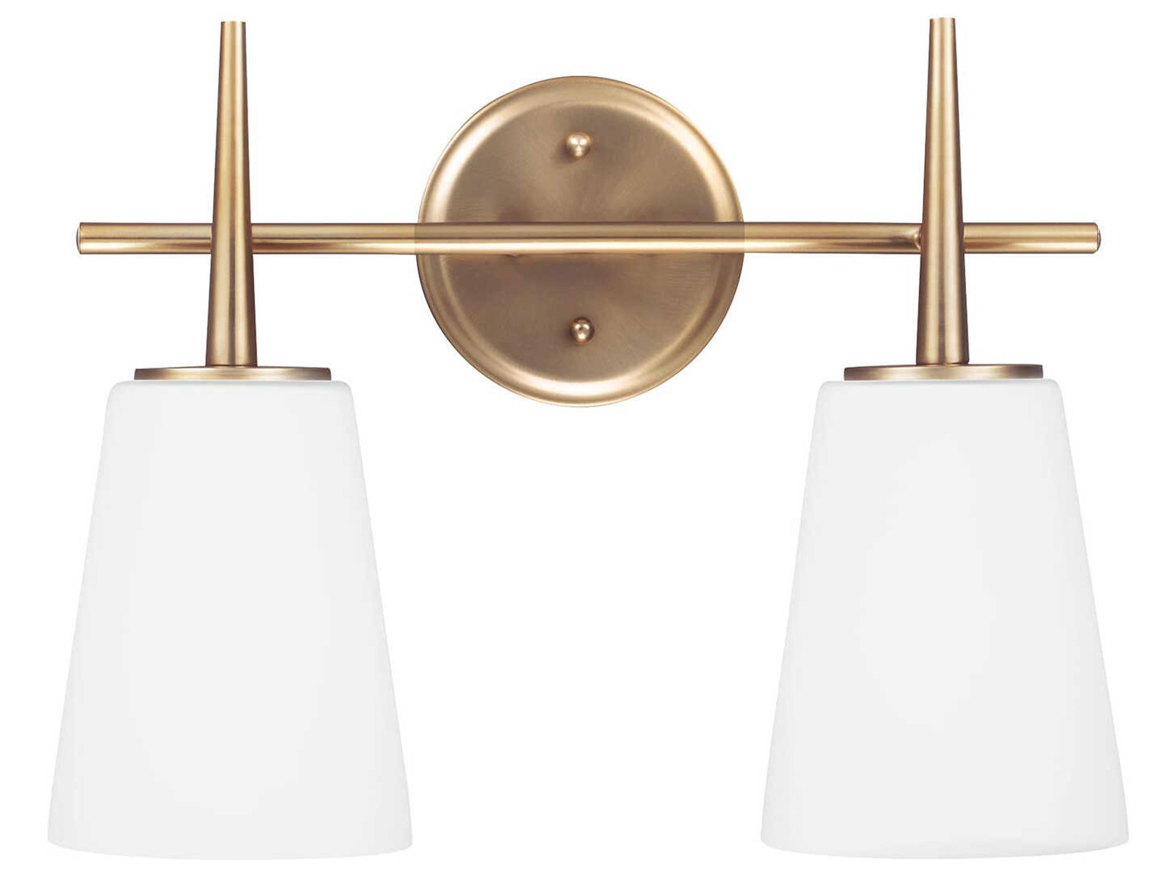 Driscoll 2-Light Satin Brass Glass Vanity Light