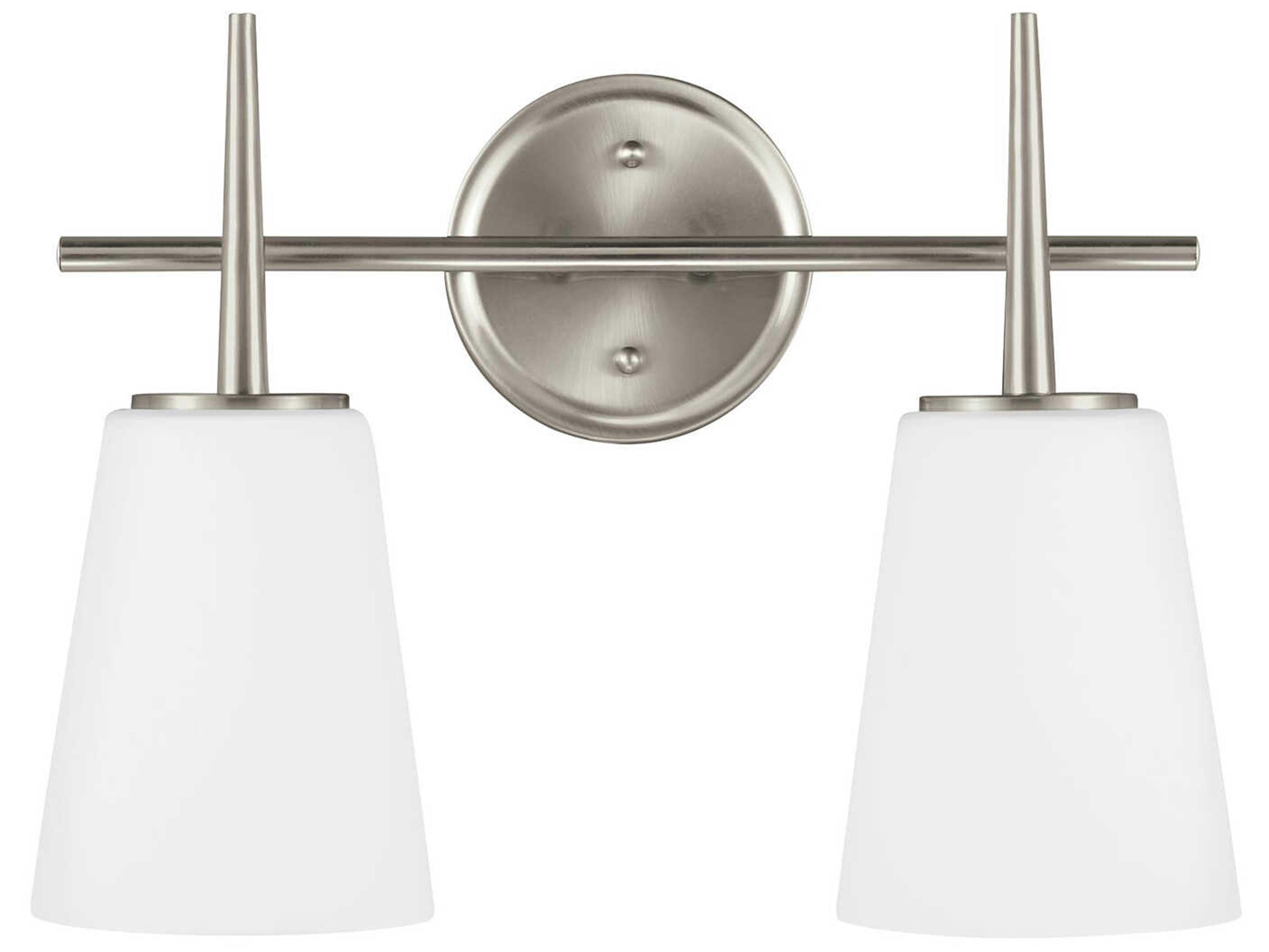 Driscoll 2-Light Brushed Nickel Glass Vanity Light
