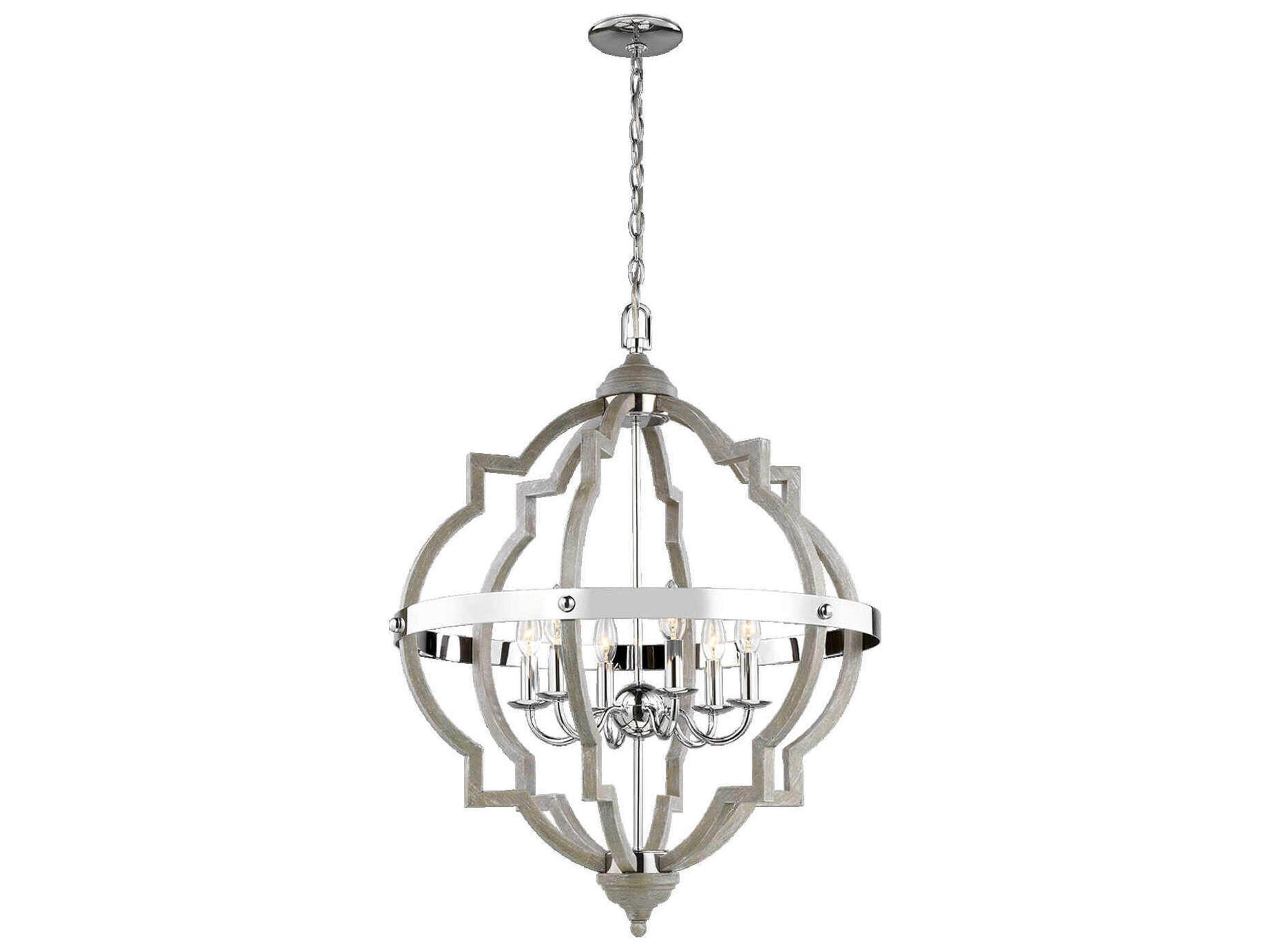 Socorro 6-Light Washed Pine Gray Pendant