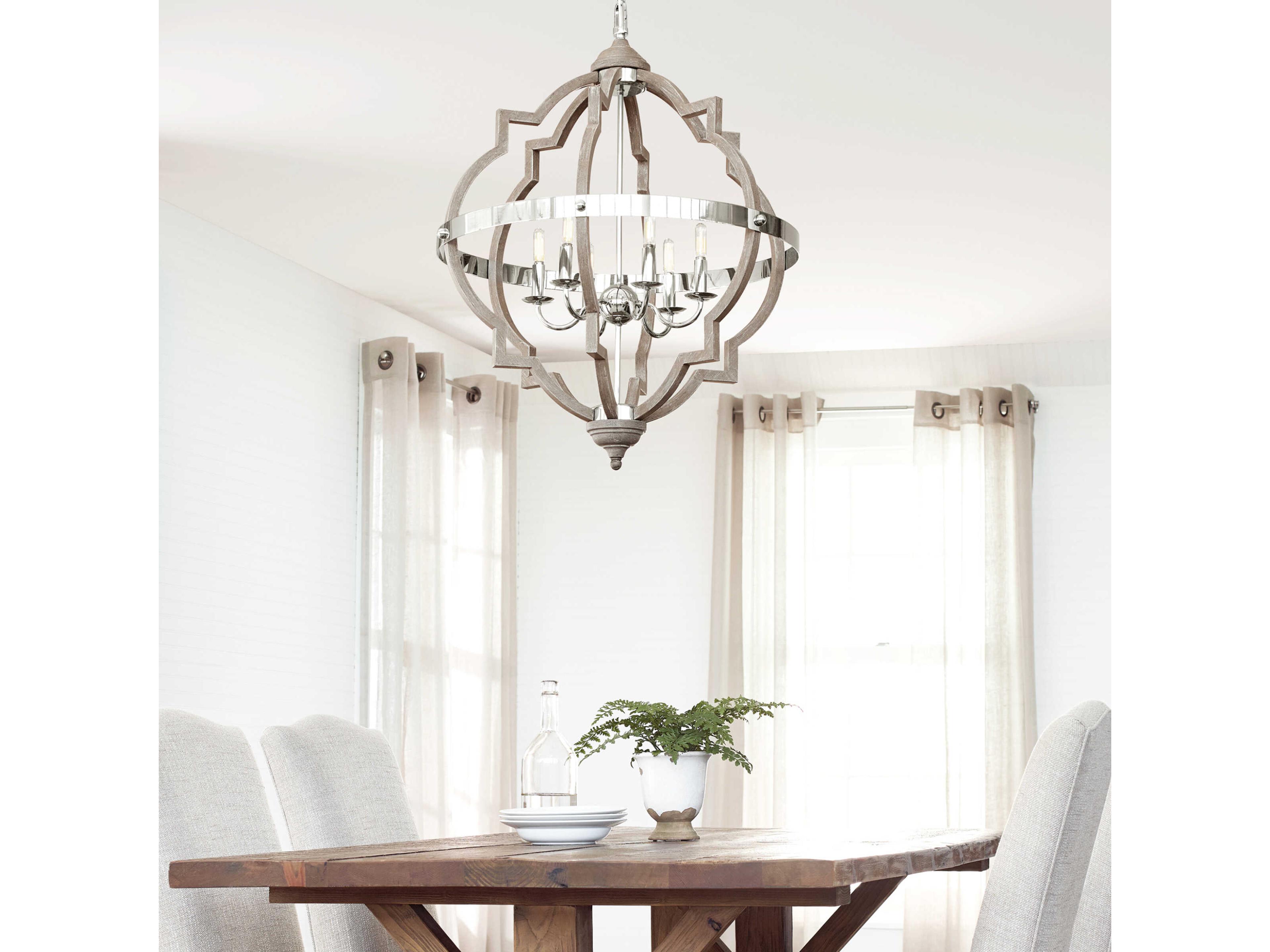 Generation Lighting Socorro 6-Light Washed Pine Gray Pendant