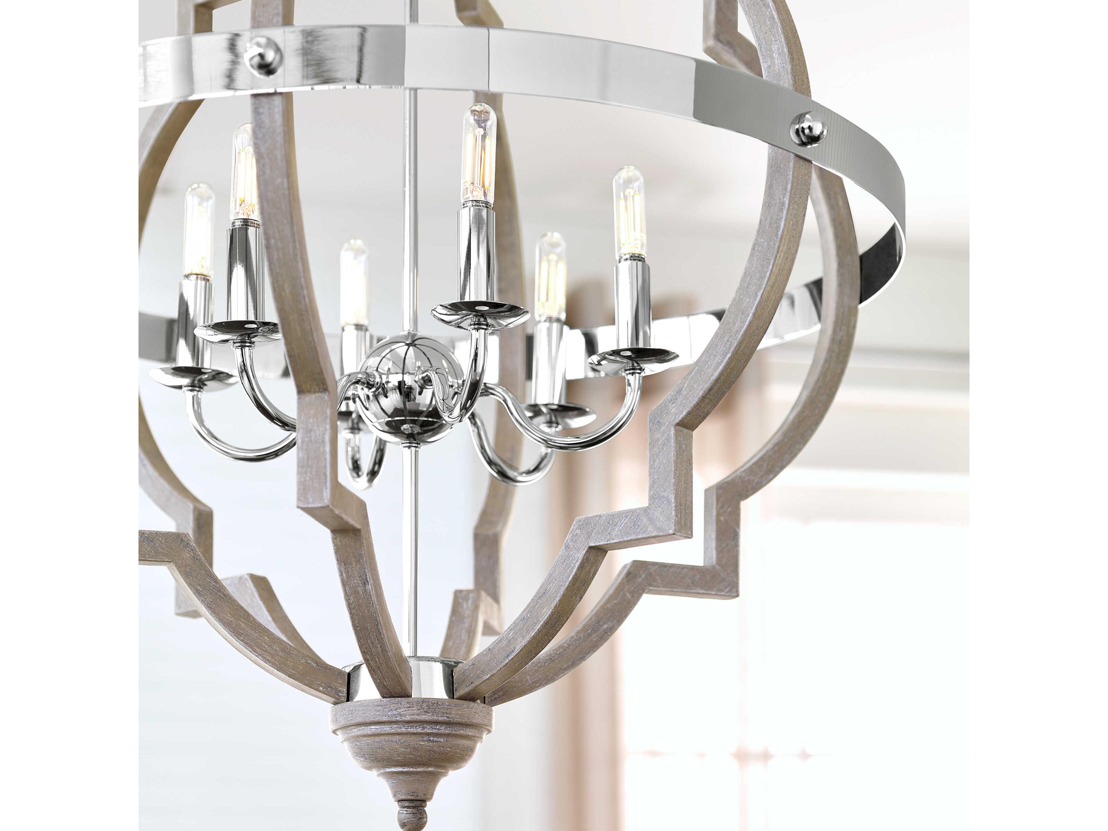 Generation Lighting Socorro 6-Light Washed Pine Gray Pendant