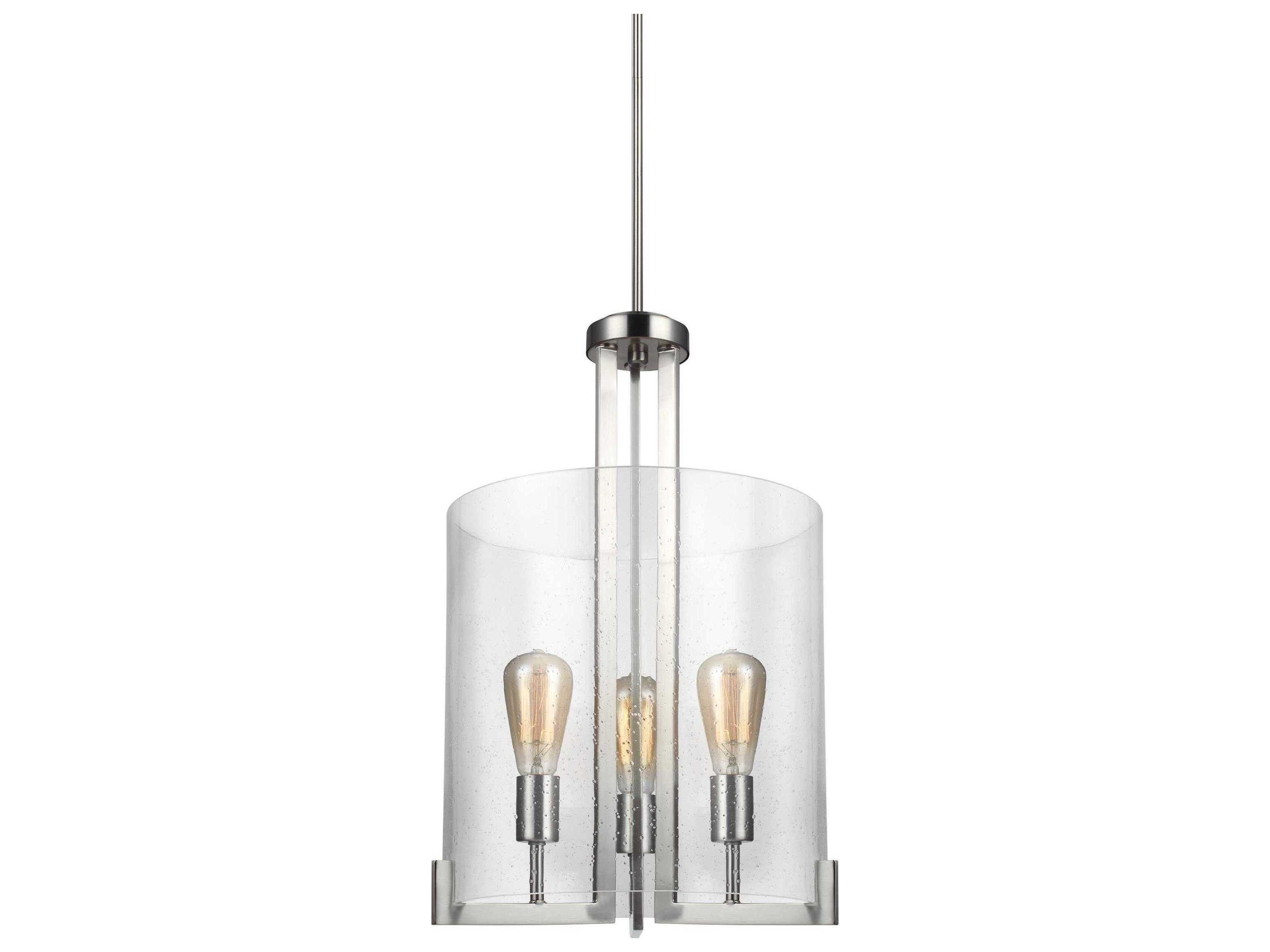 Dawes 3-Light Brushed Nickel Glass Cylinder Pendant