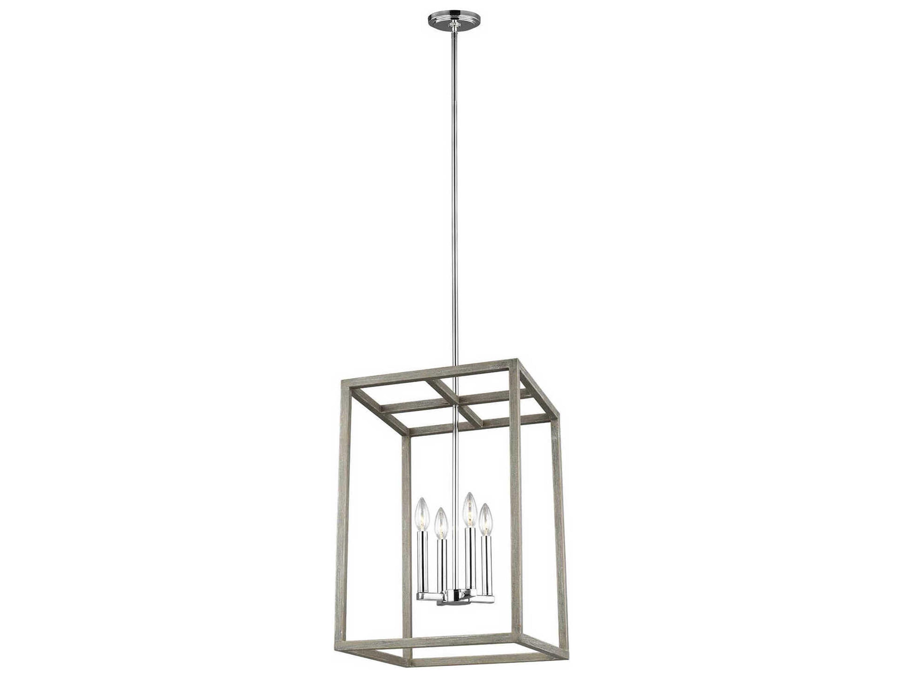 Moffet Street 4-Light Washed Pine Gray Pendant