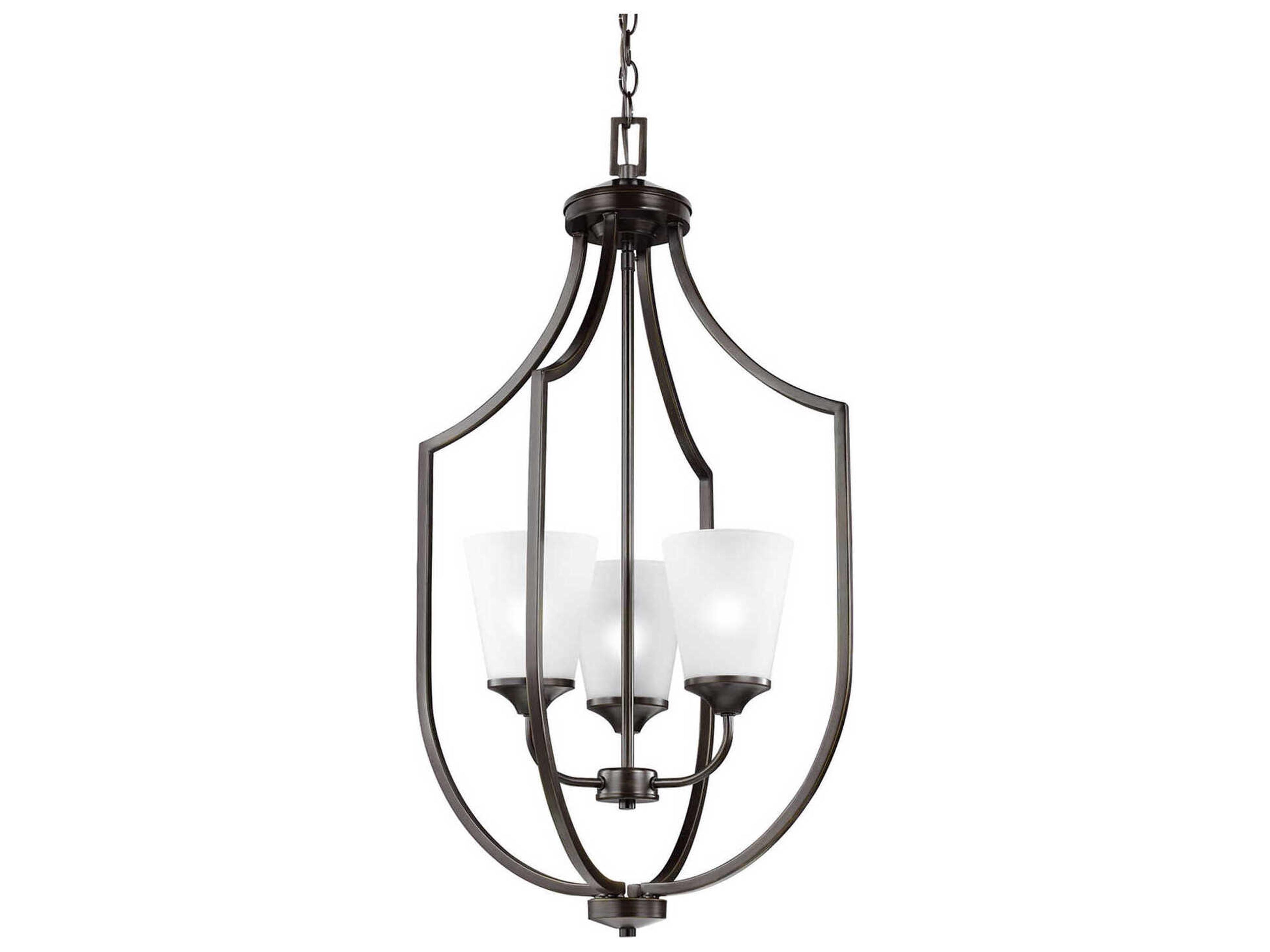 Hanford 3-Light Bronze Glass Bell Chandelier