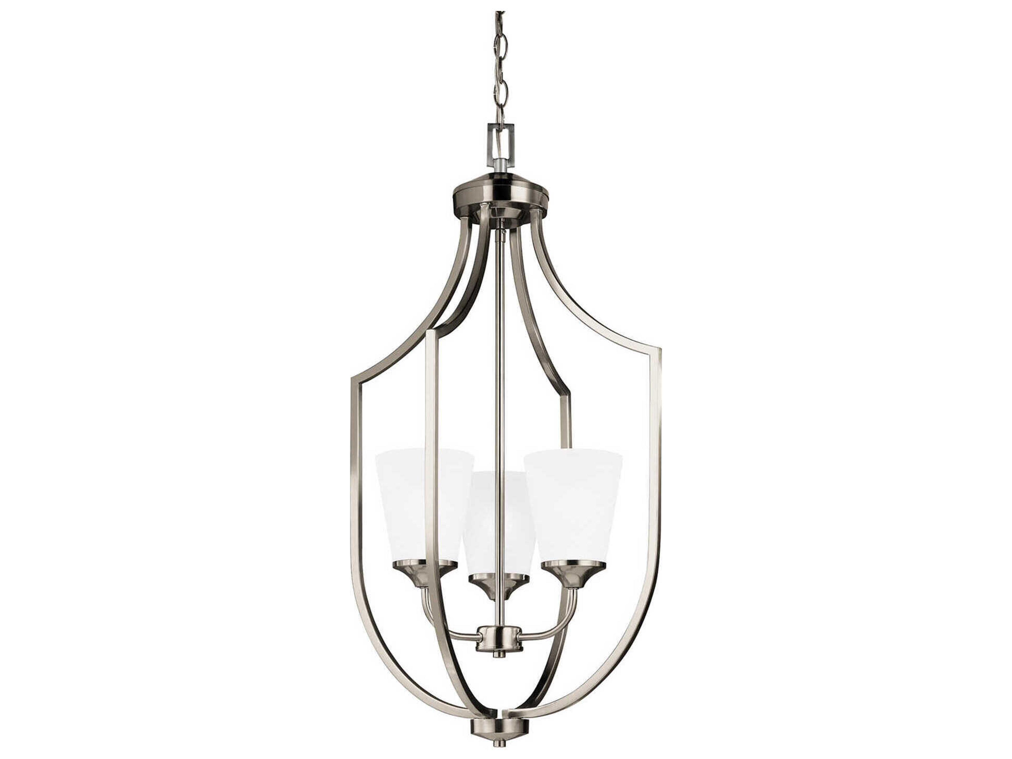 Hanford 3-Light Brushed Nickel Glass Bell Chandelier
