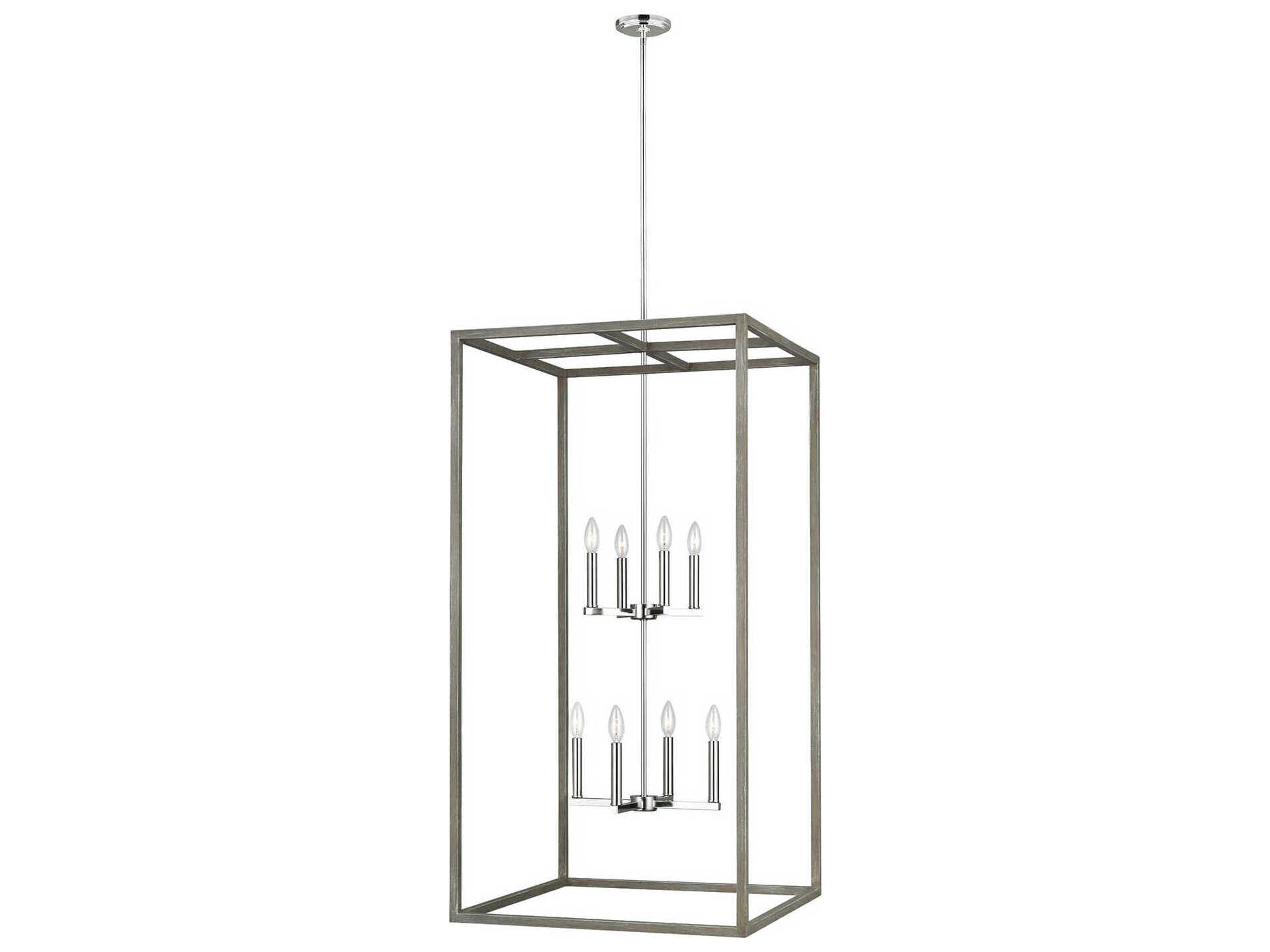 Moffet Street 8-Light Washed Pine Gray Pendant