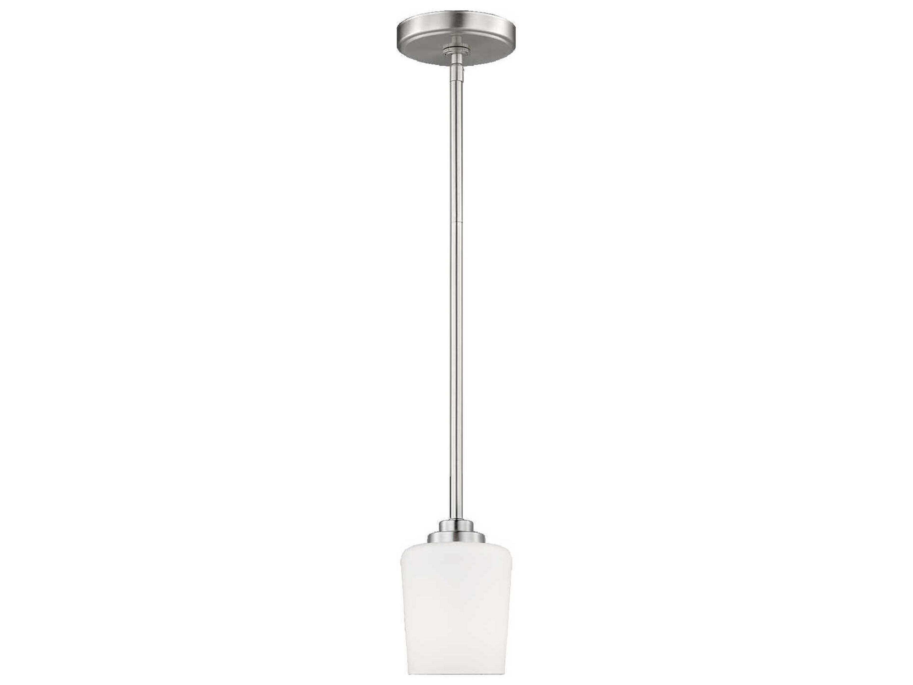Windom 1-Light Brushed Nickel Glass Bell Mini Pendant