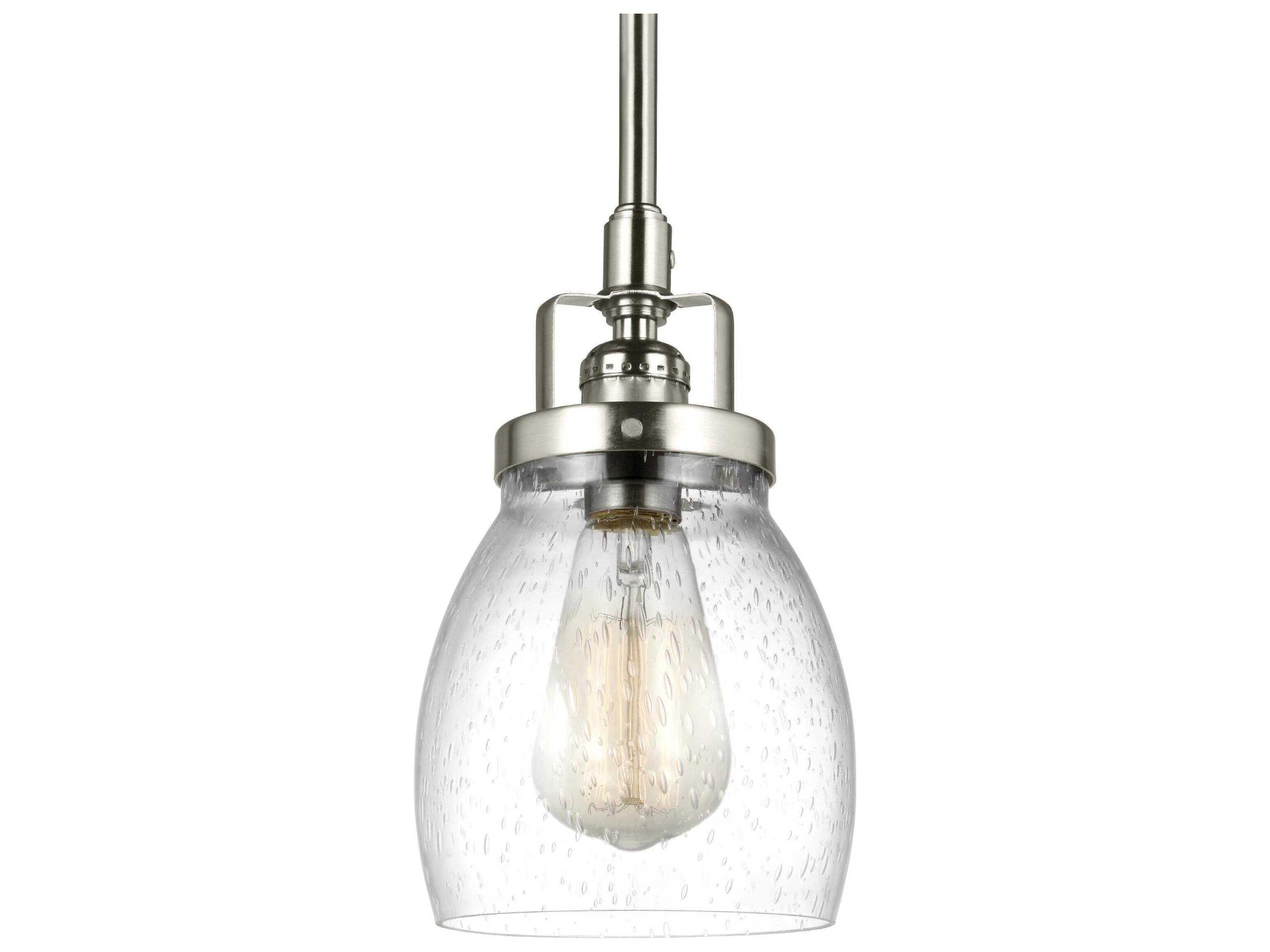 Belton 1-Light Brushed Nickel Glass Mini Pendant