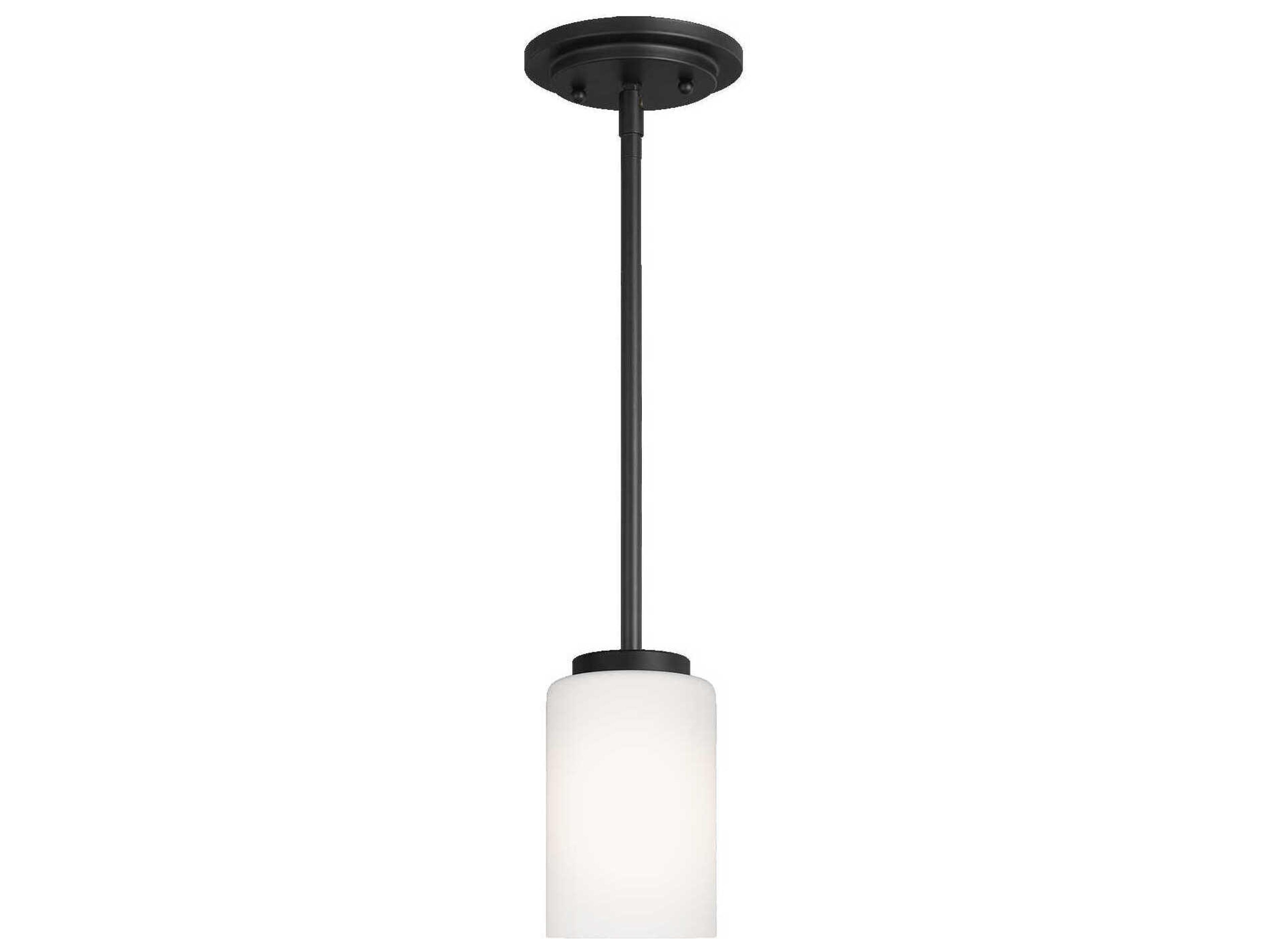 Oslo 1-Light Midnight Black Glass Cylinder Mini Pendant