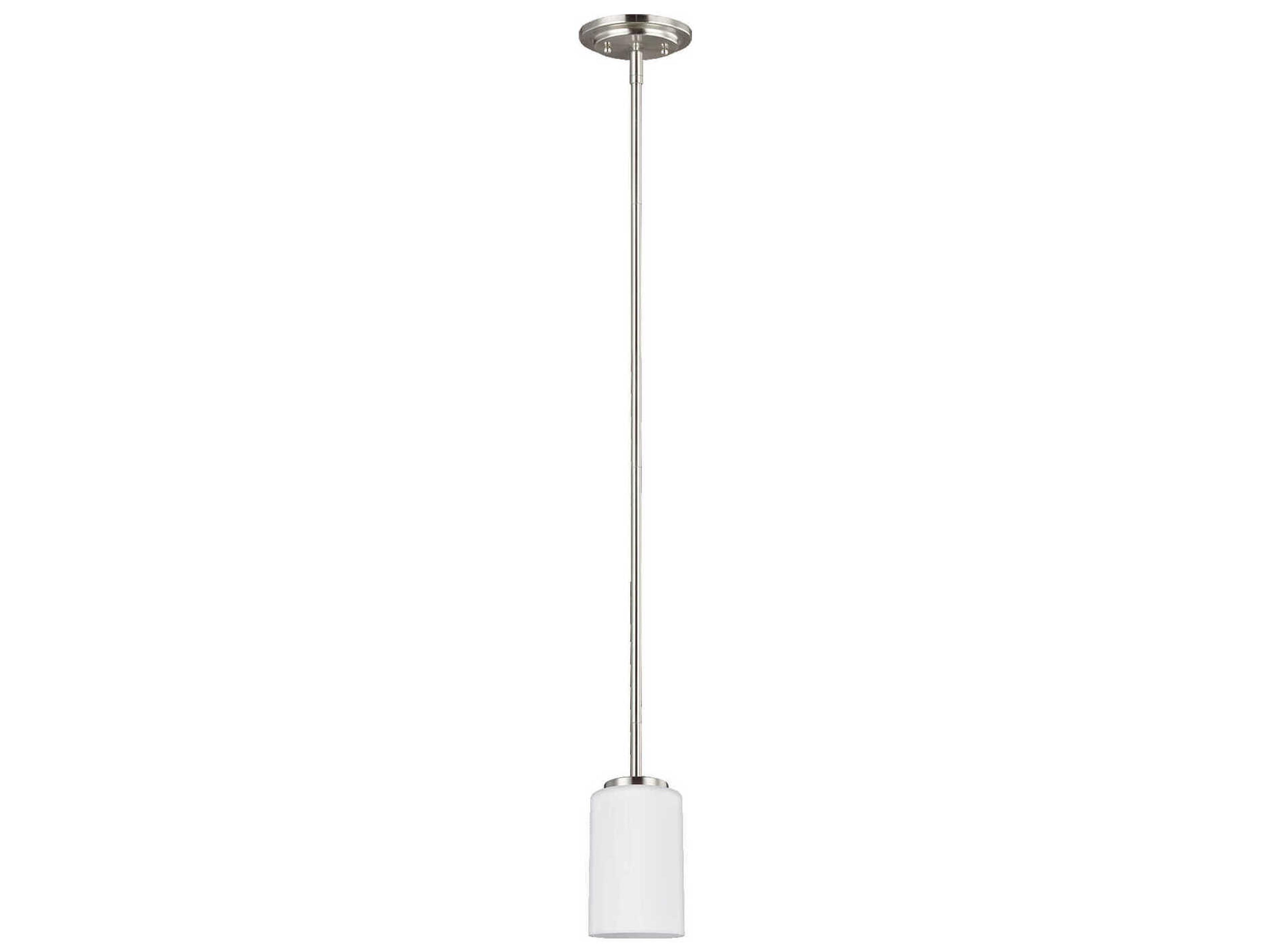 Oslo 1-Light Brushed Nickel Glass Cylinder Mini Pendant