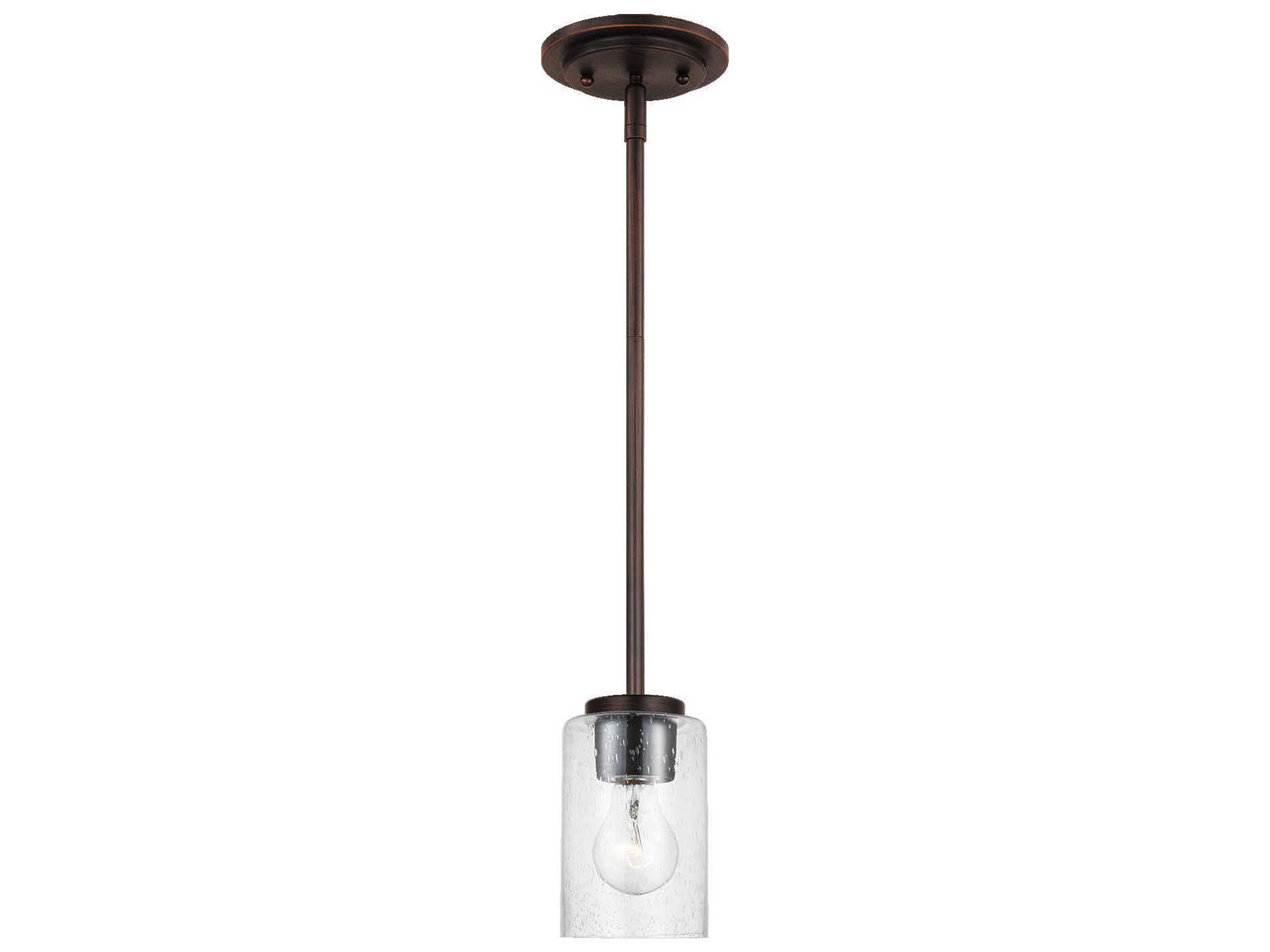Oslo 1-Light Bronze Glass Cylinder Mini Pendant
