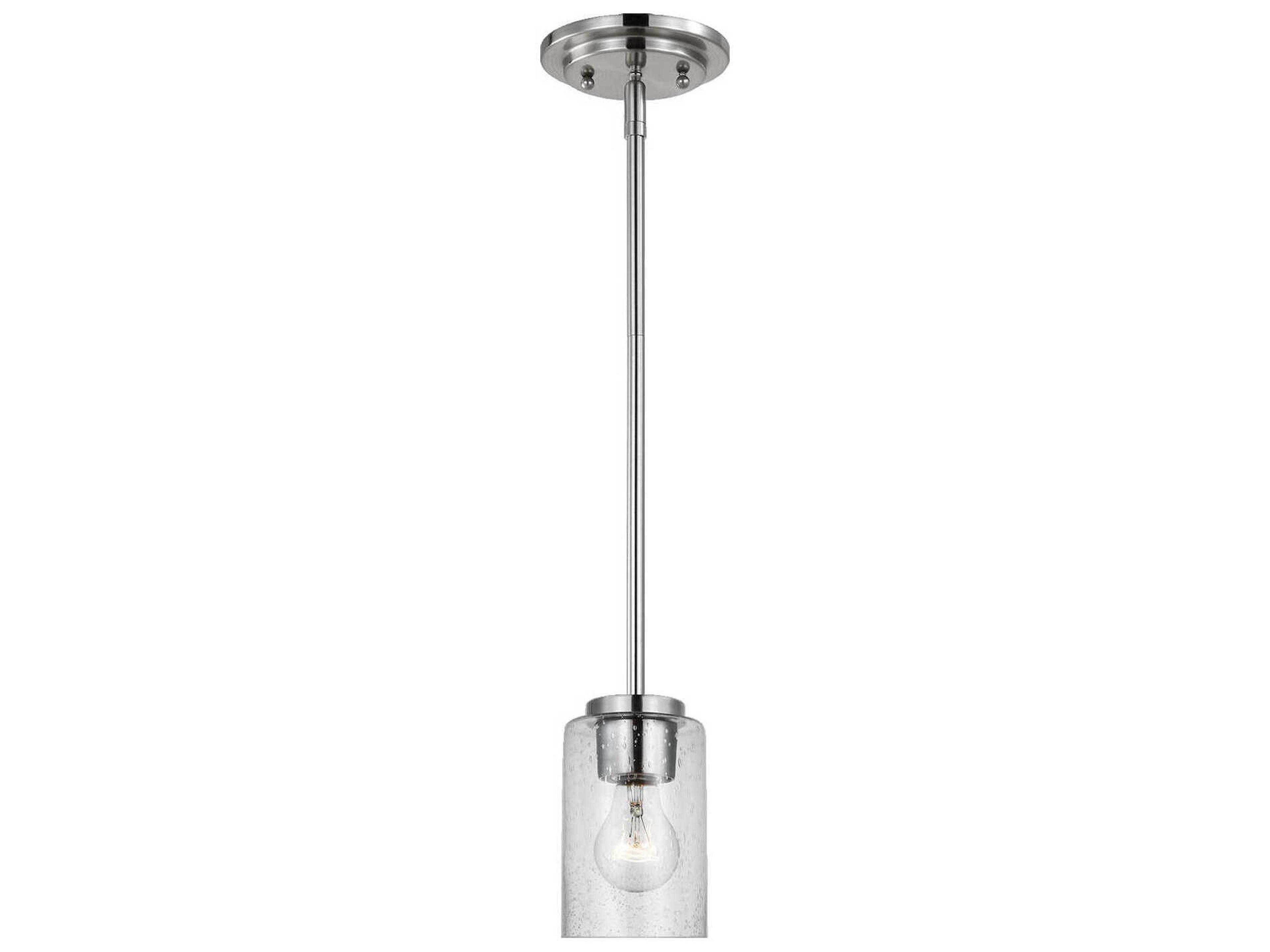 Oslo 1-Light Brushed Nickel Glass Cylinder Mini Pendant