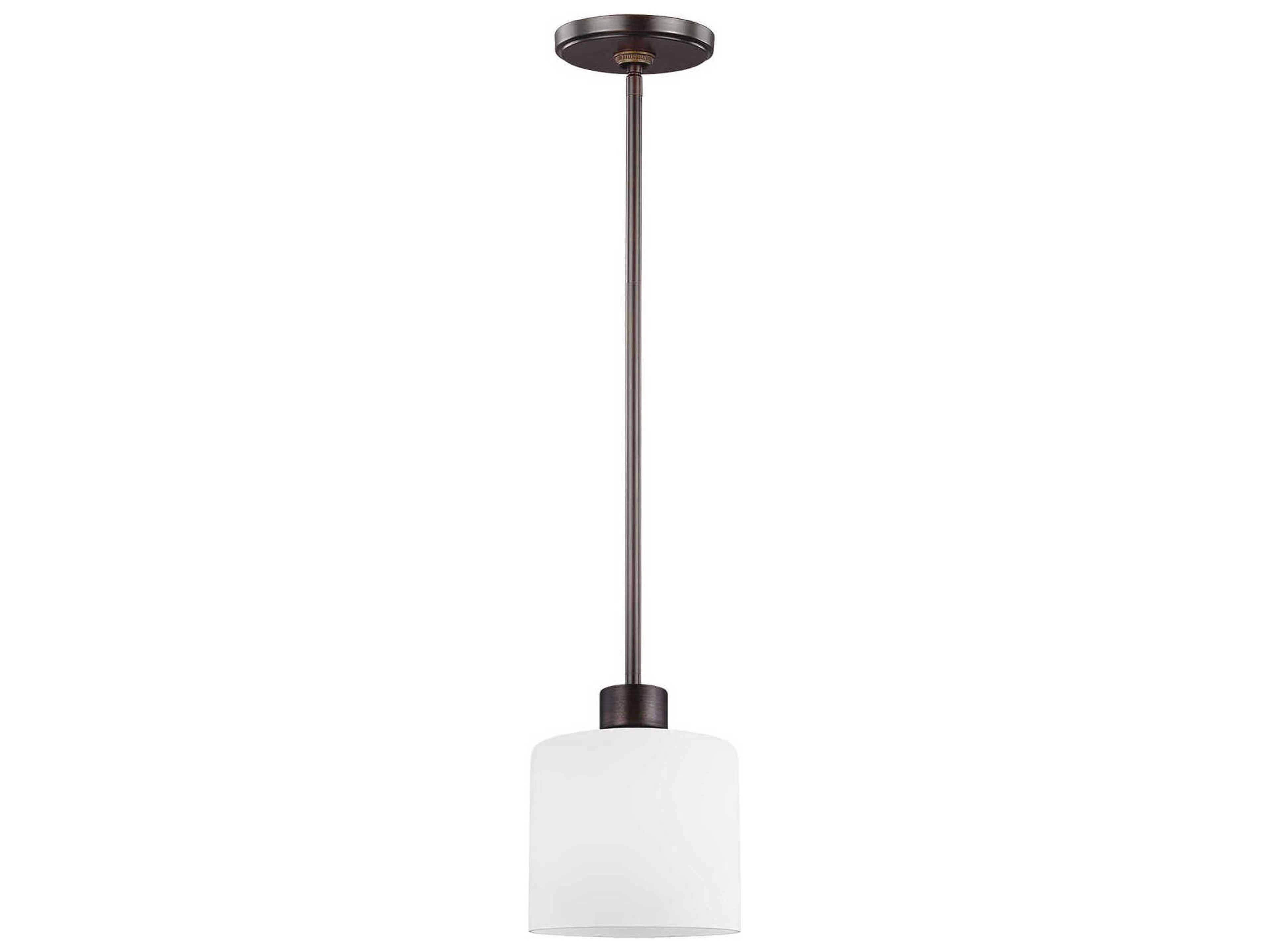 Canfield 1-Light Bronze Glass Drum Mini Pendant