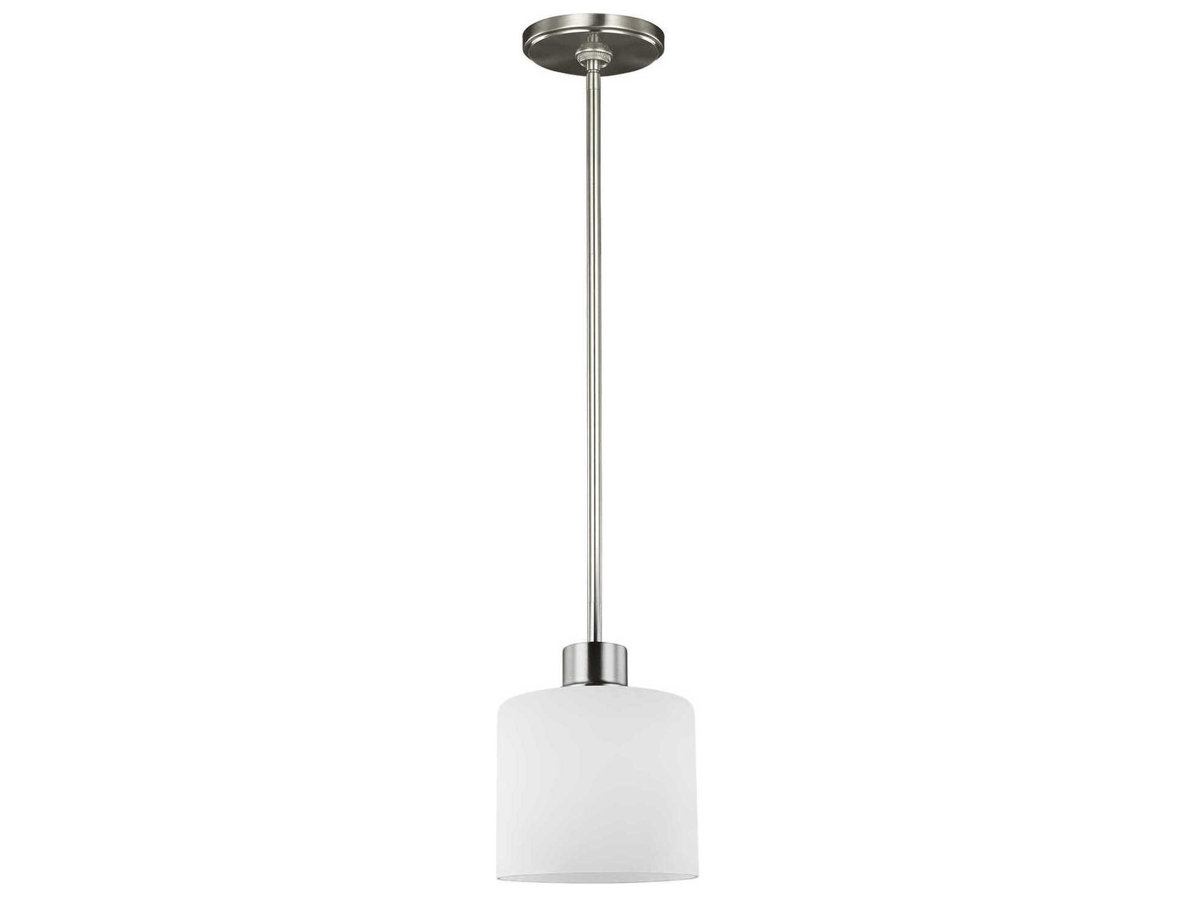 Canfield 1-Light Brushed Nickel Glass Drum Mini Pendant
