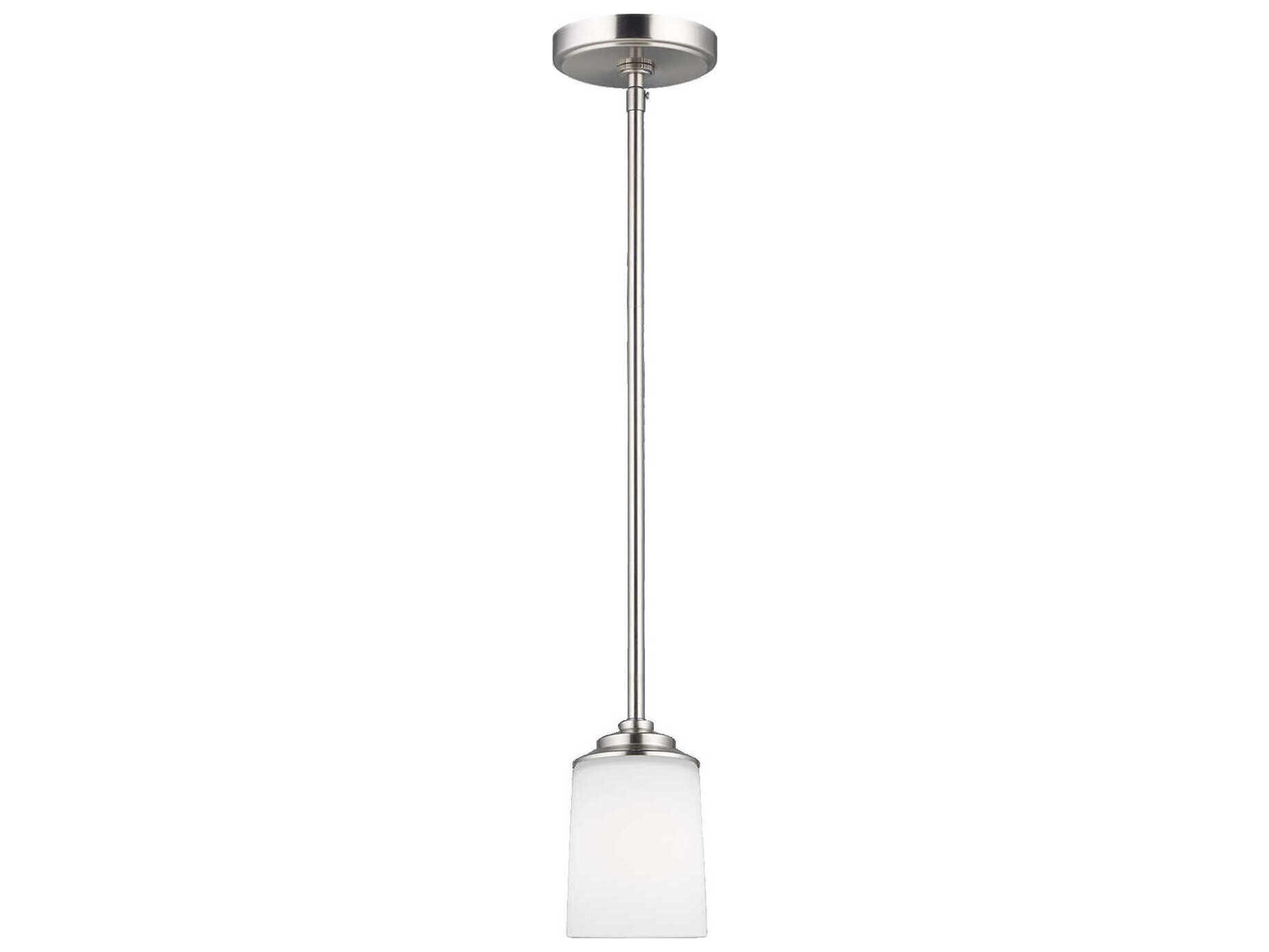 Kemal 1-Light Brushed Nickel Glass Cylinder Mini Pendant