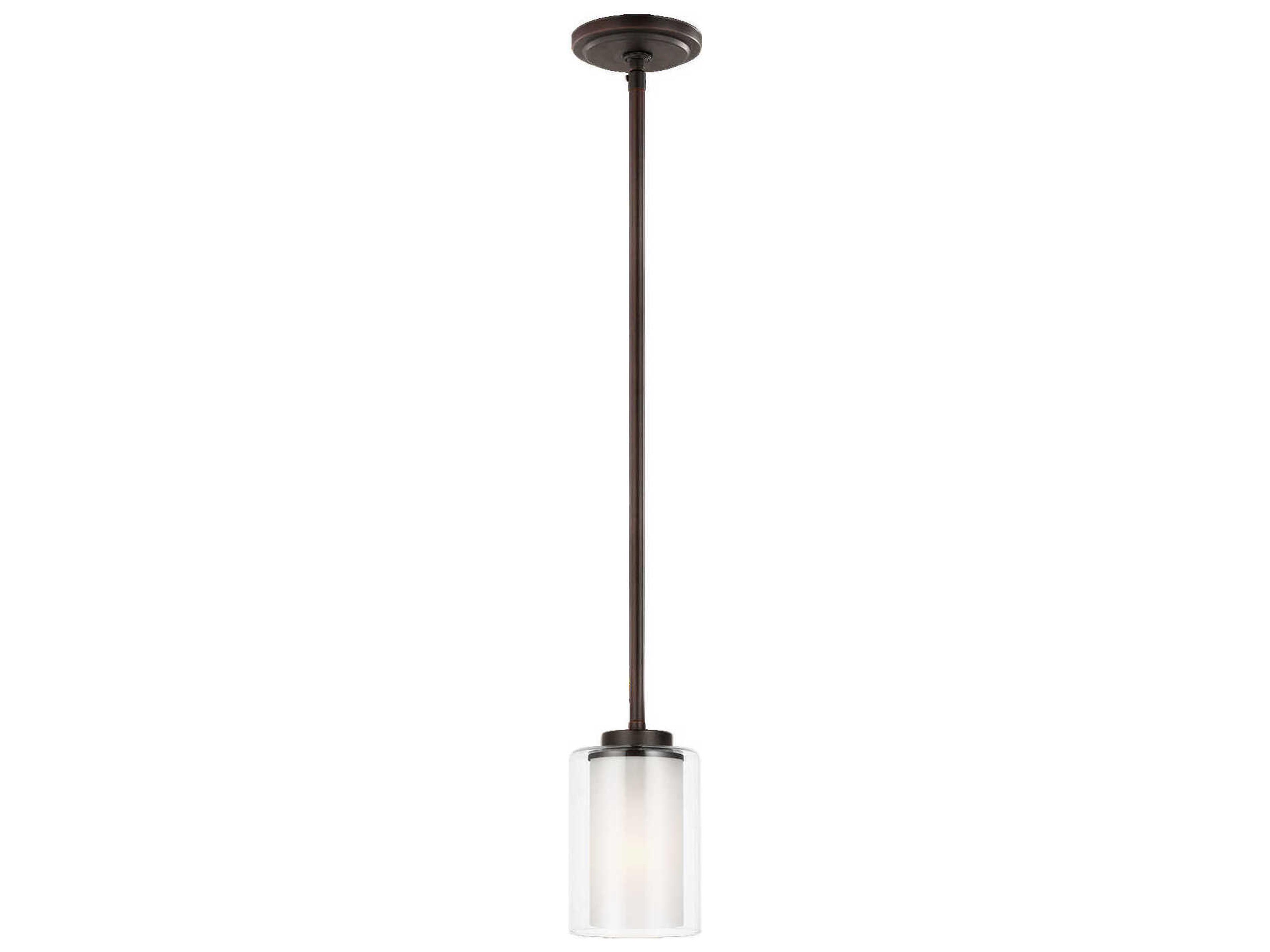 Elmwood Park 1-Light Bronze Glass Cylinder Mini Pendant