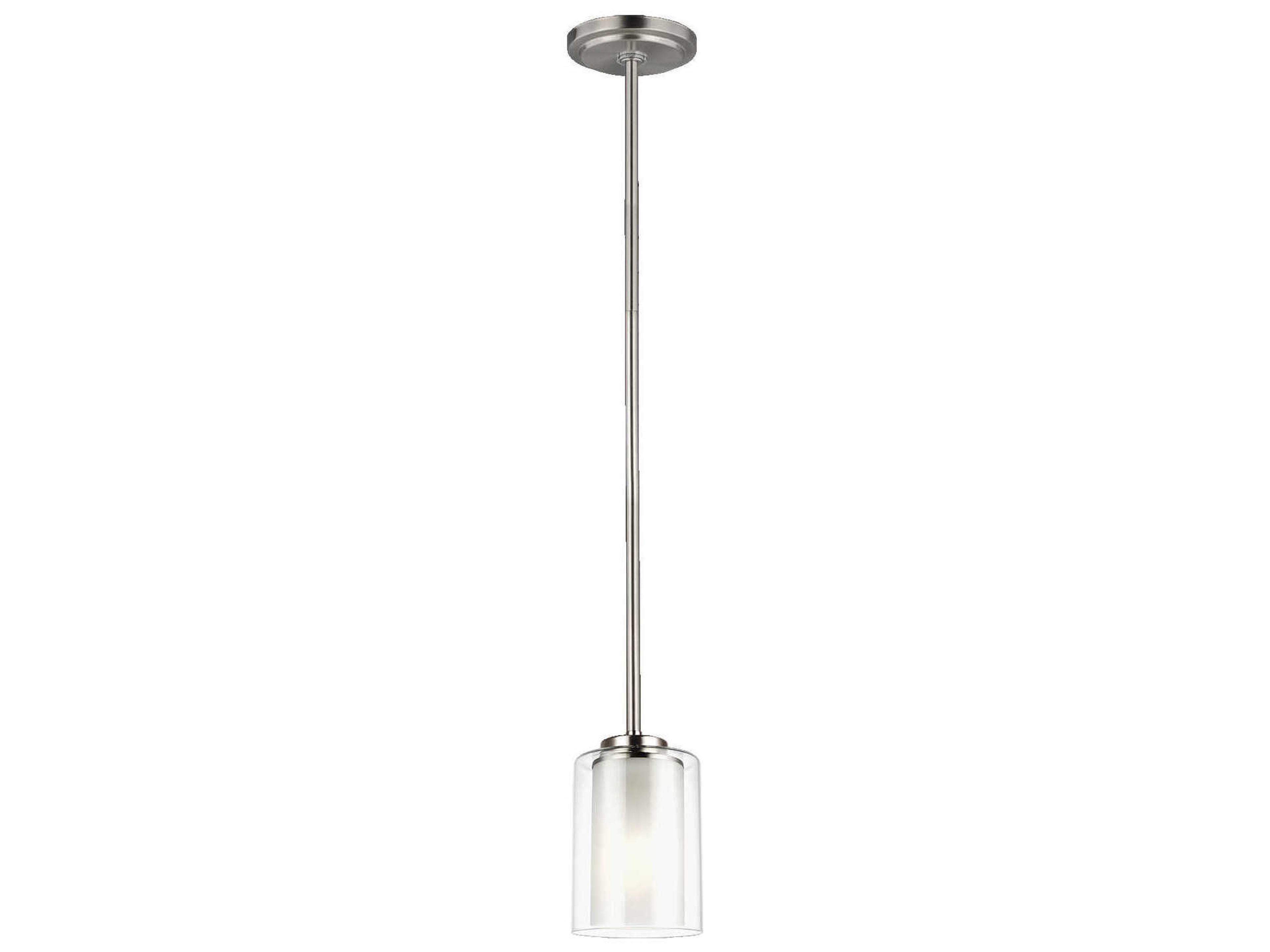 Elmwood Park 1-Light Brushed Nickel Glass Cylinder Mini Pendant