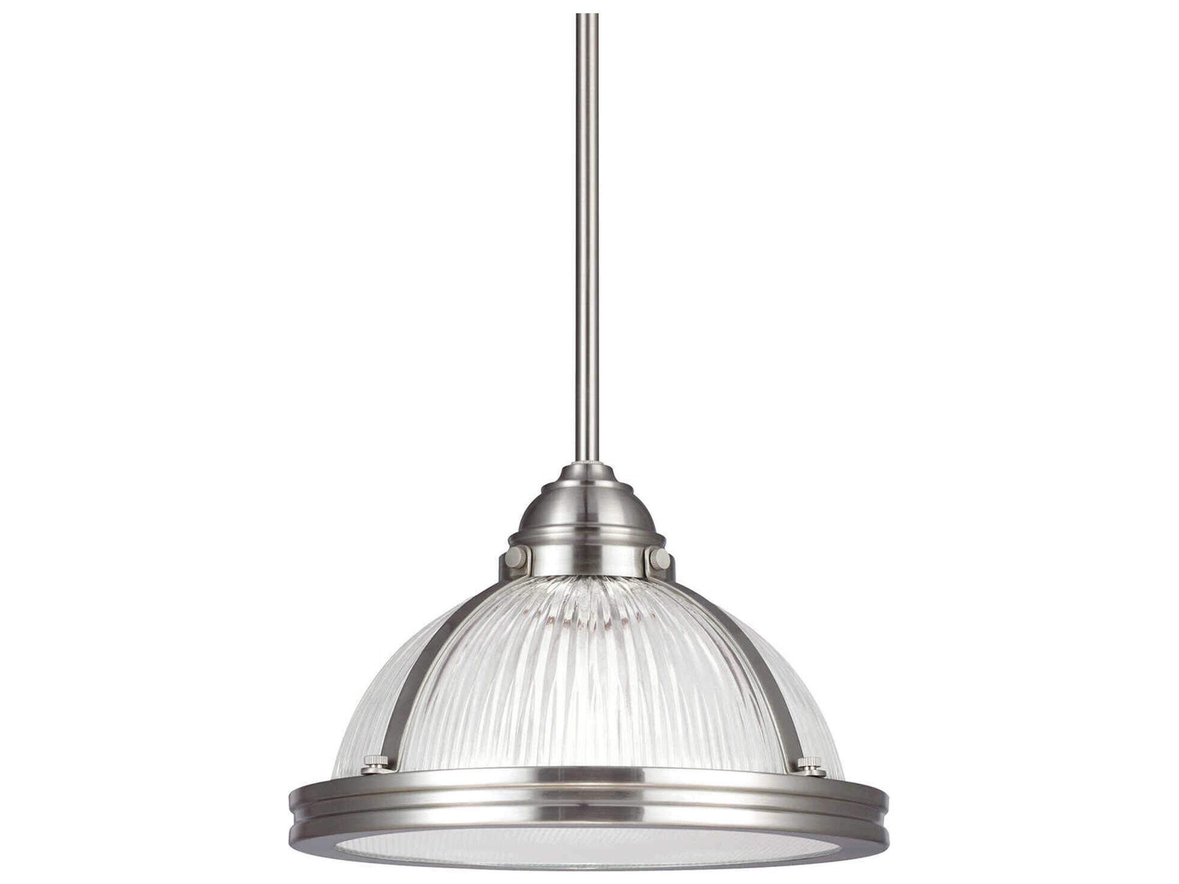 Pratt Street 1-Light Brushed Nickel Glass Dome Mini Pendant