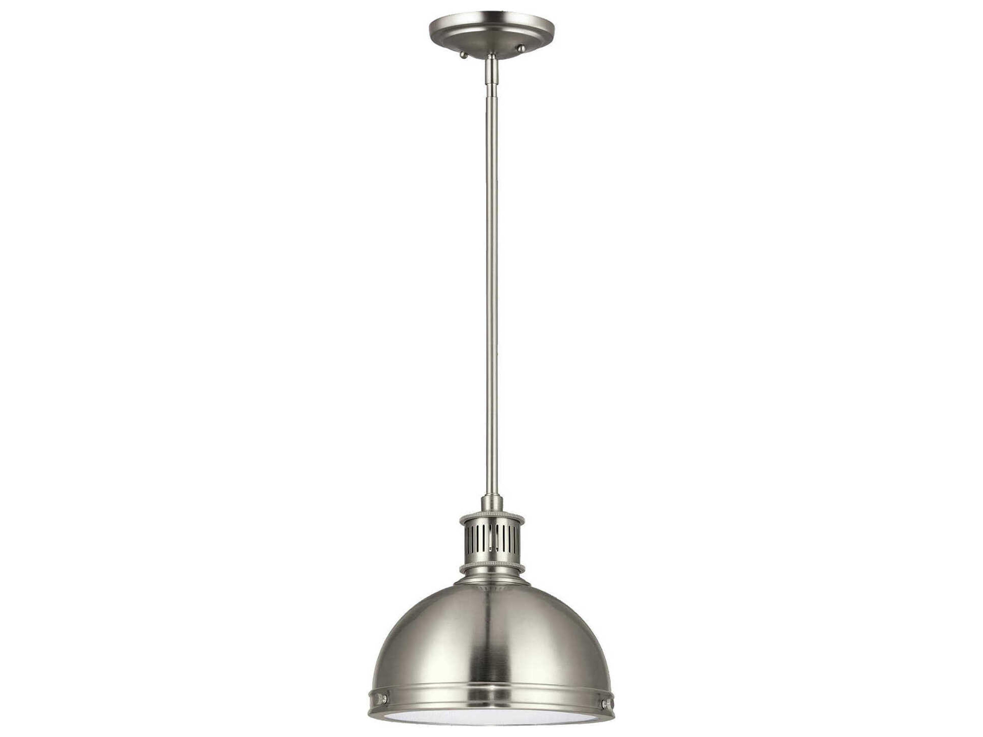 Pratt Street 1-Light Brushed Nickel Glass Dome Mini Pendant