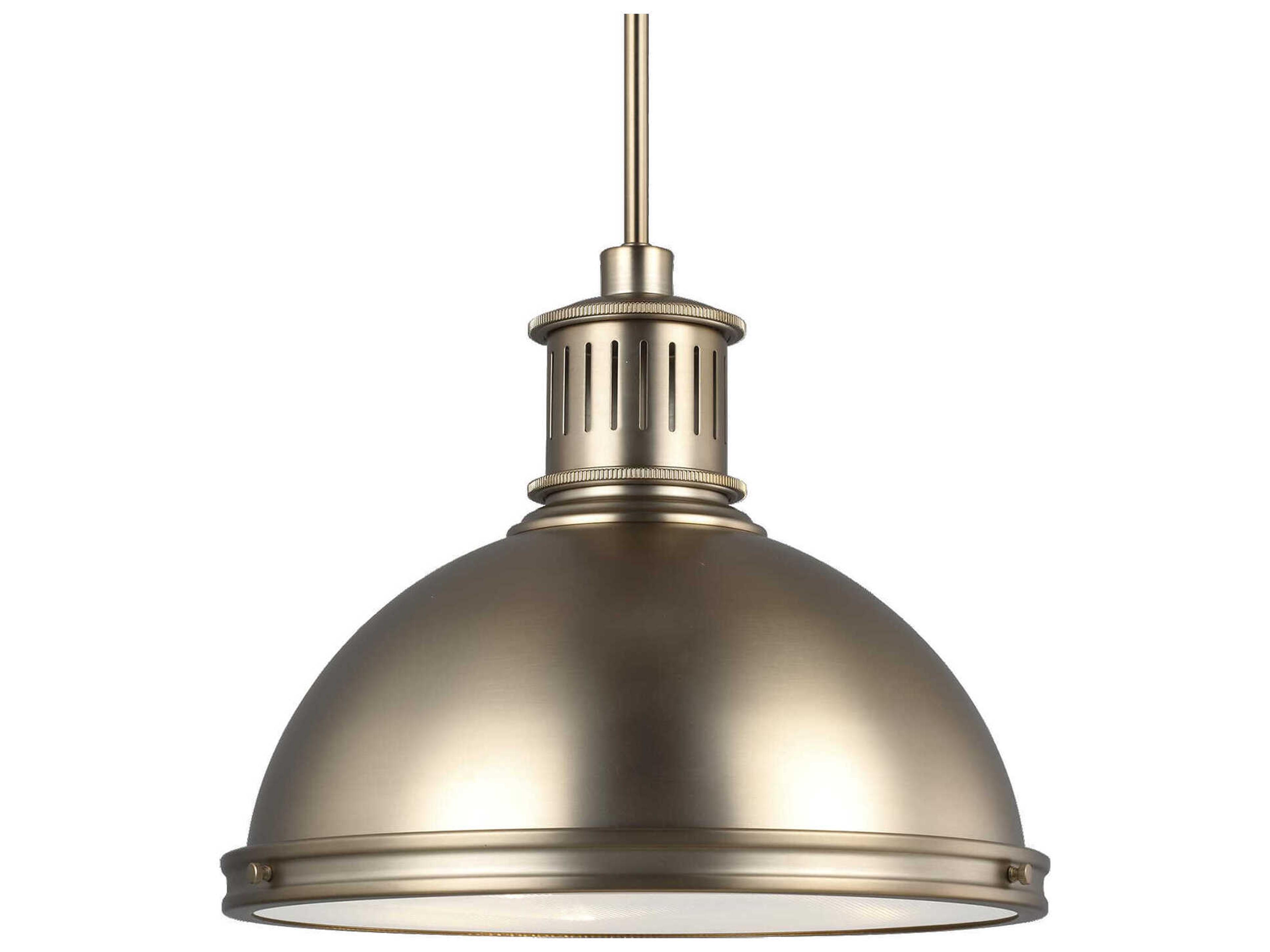 Pratt Street 3-Light Satin Brass Glass Dome Pendant