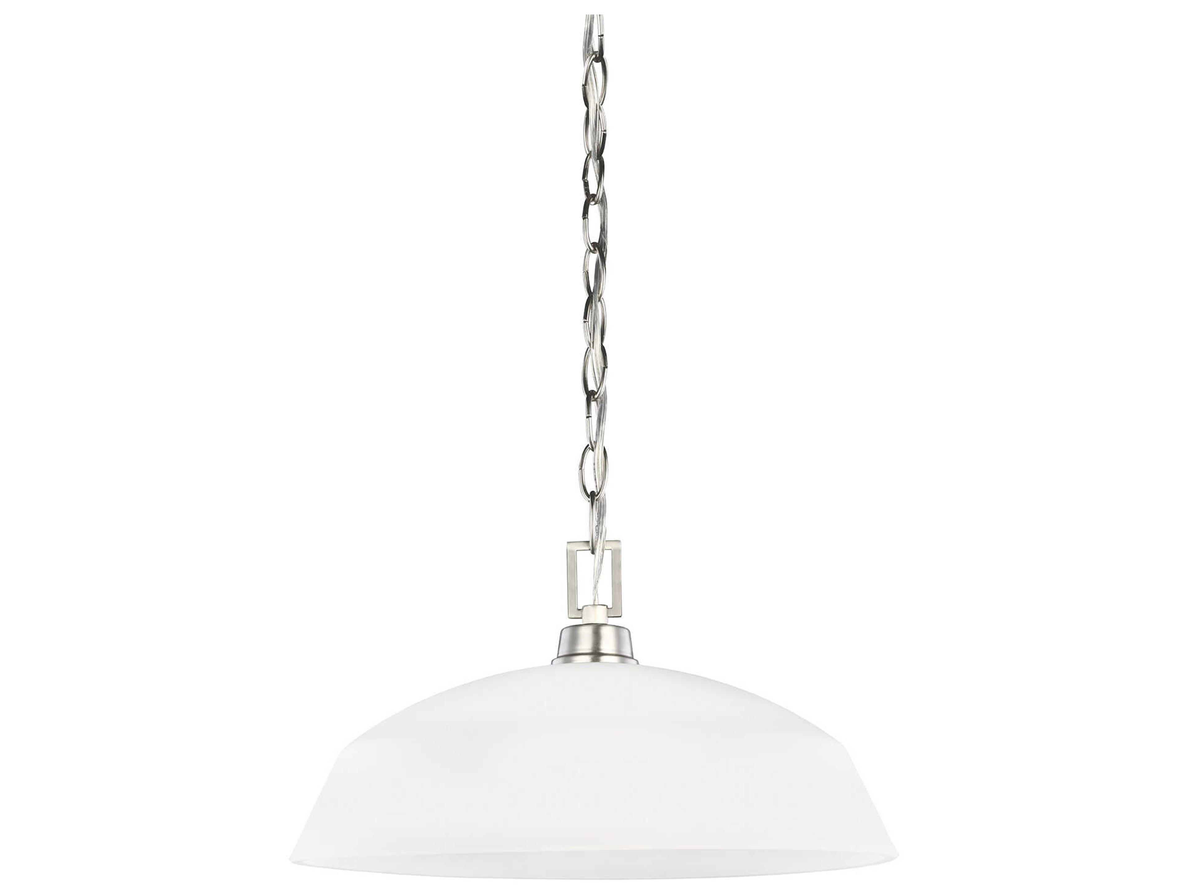 Kerrville 1-Light Brushed Nickel Glass Bowl Pendant