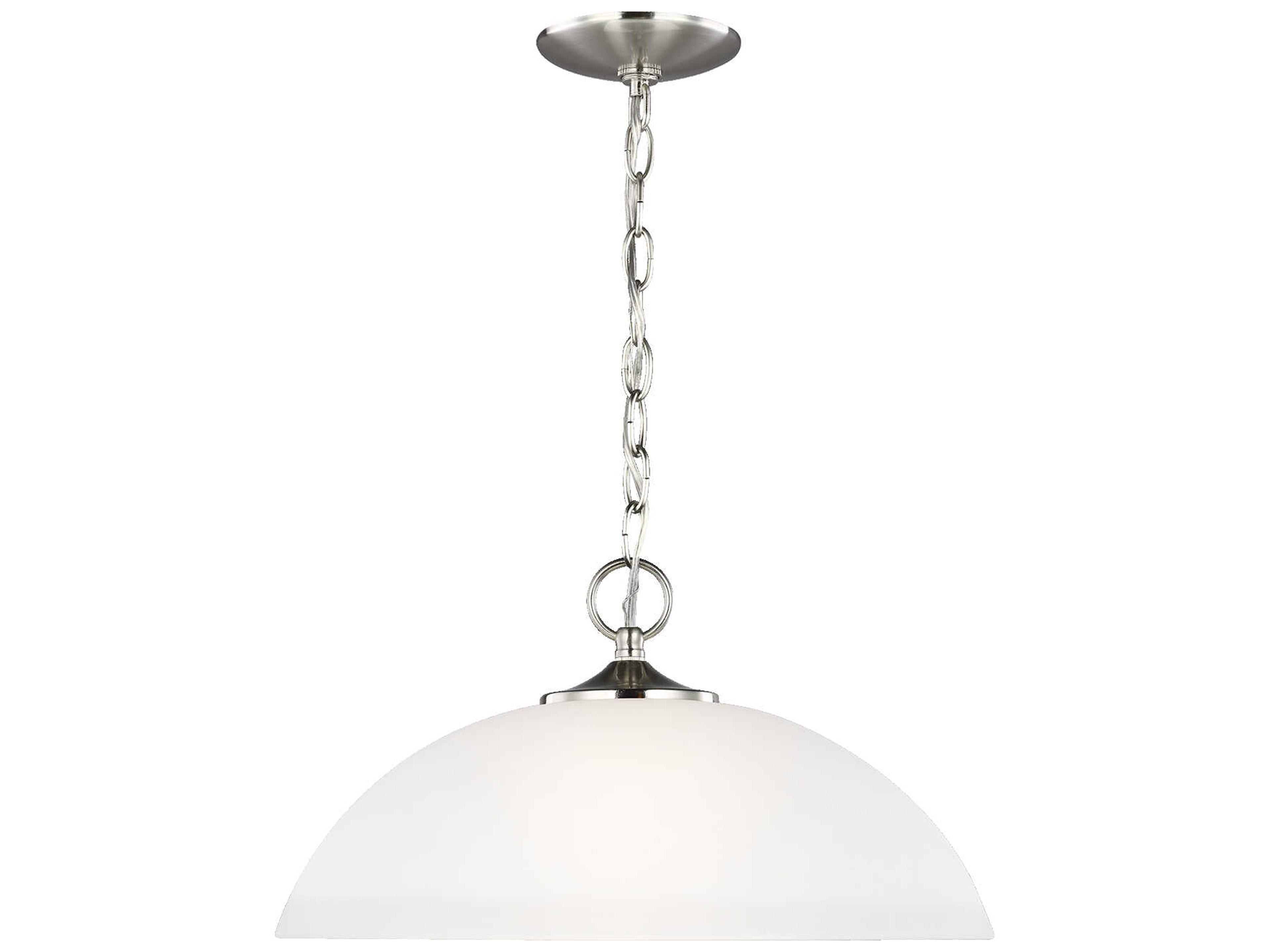 Geary 1-Light Brushed Nickel Glass Dome Pendant