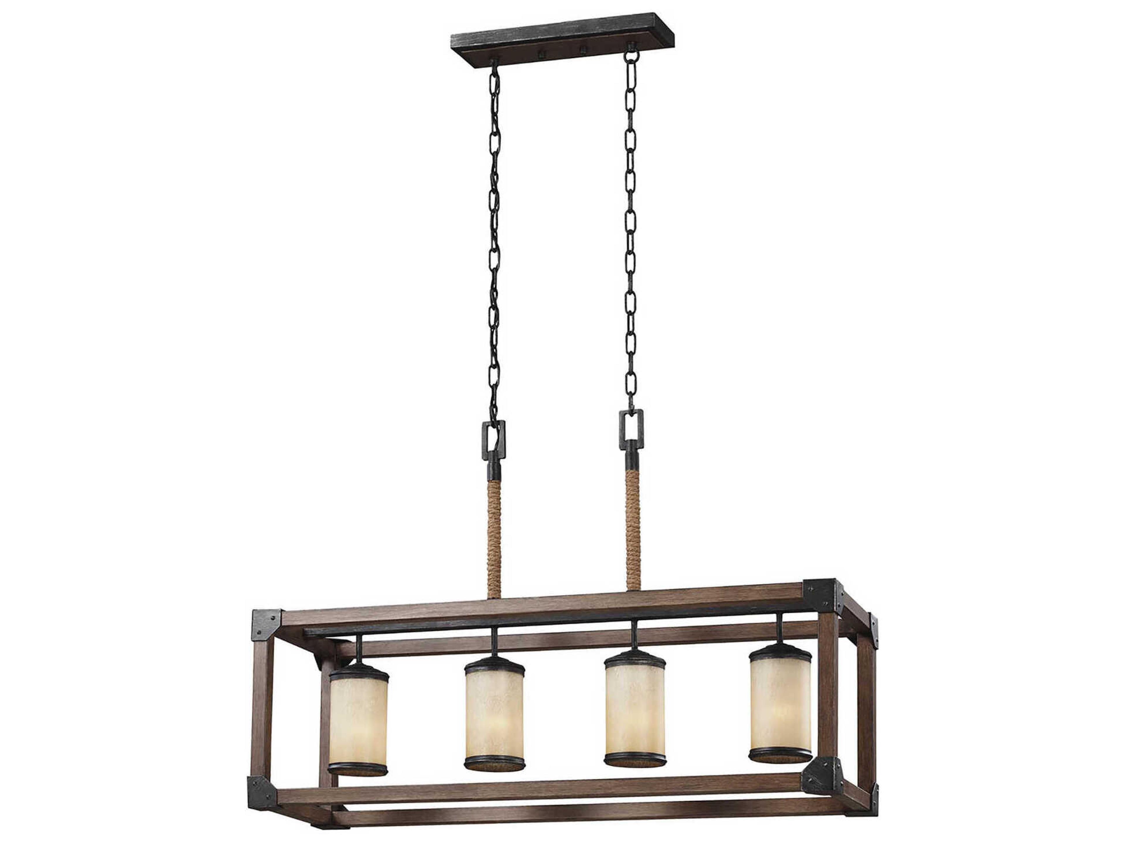 Dunning 4-Light Stardust Brown Glass Cylinder Island Pendant