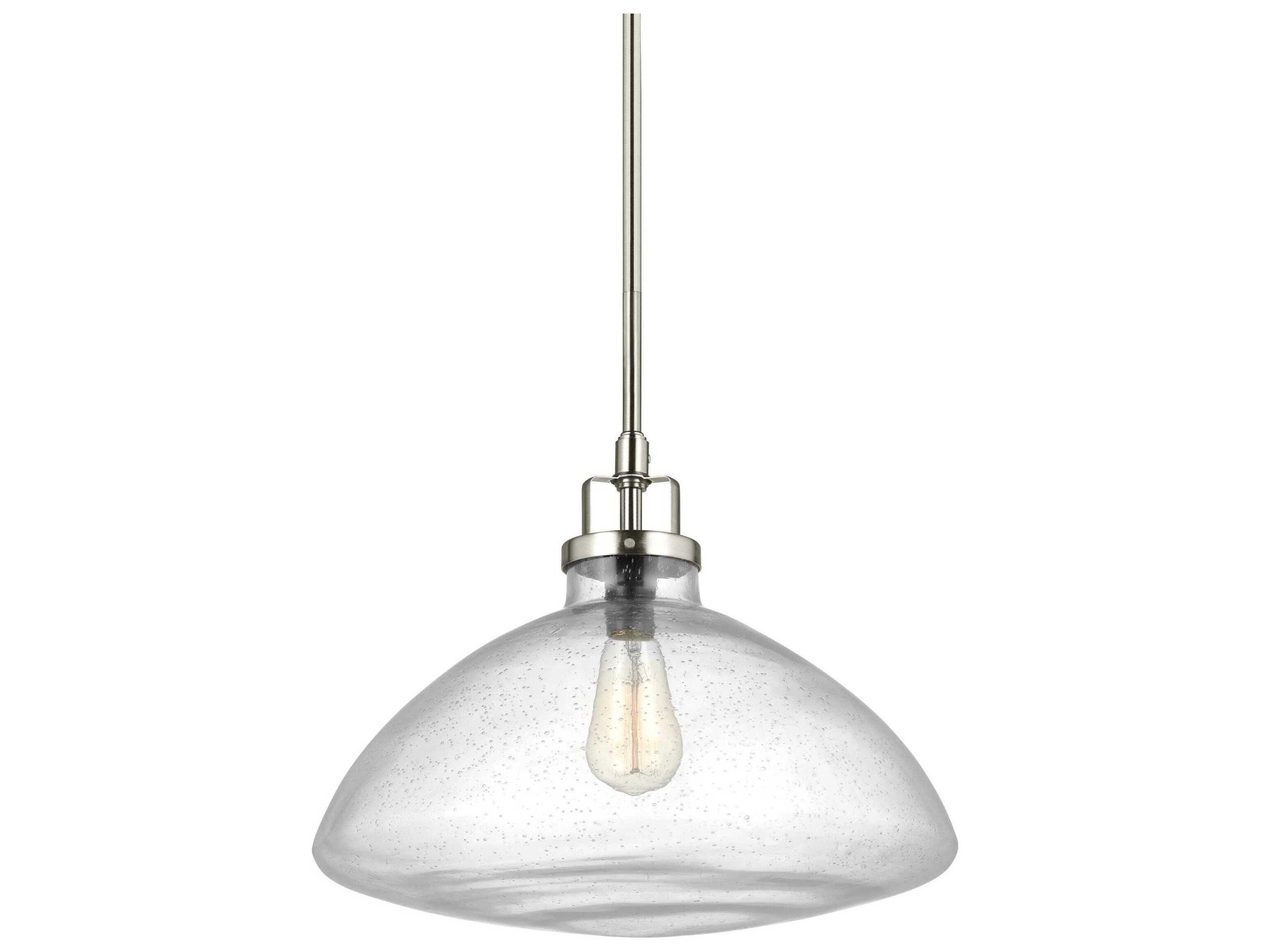 Belton 1-Light Brushed Nickel Glass Pendant
