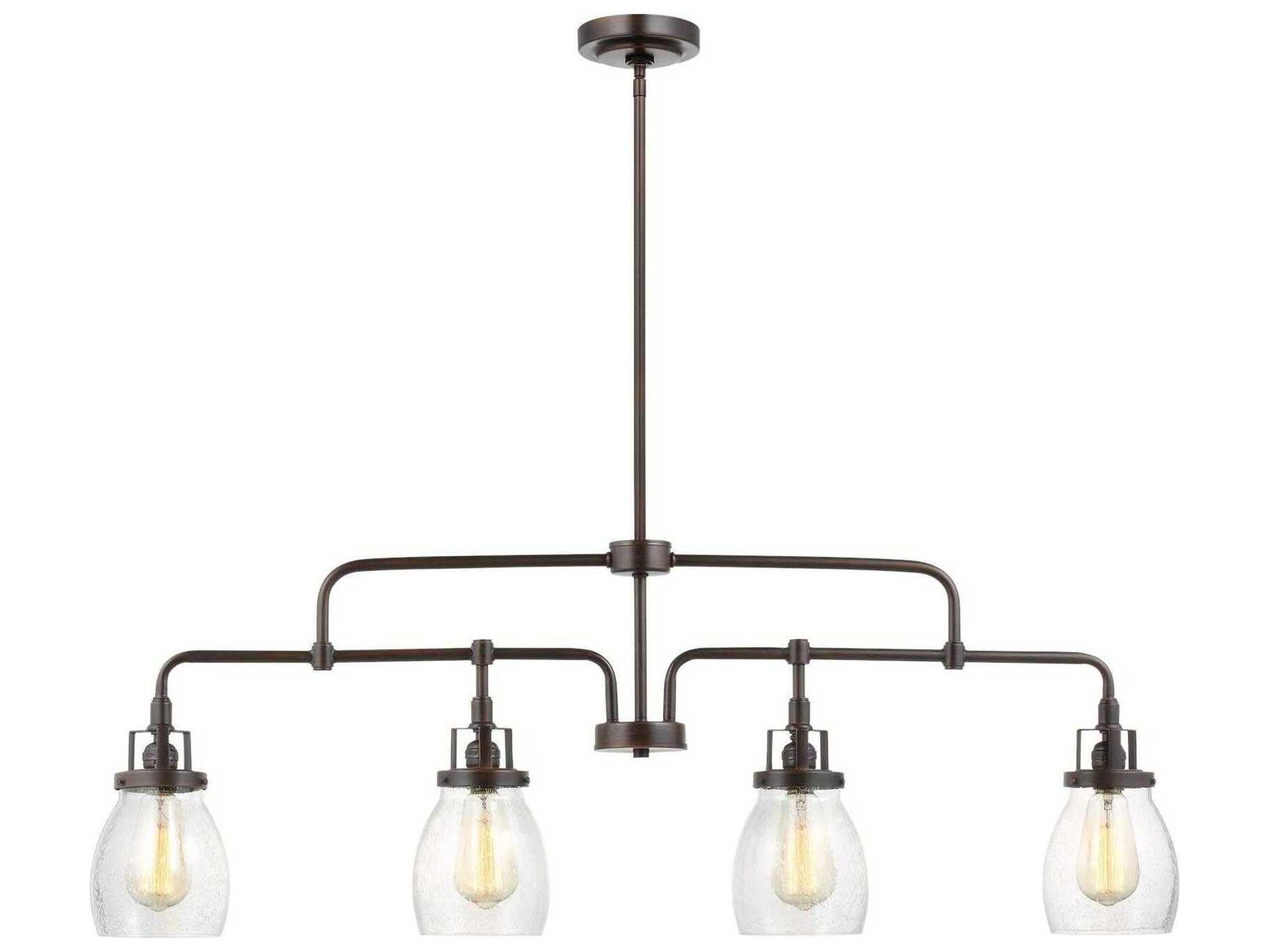 Belton 4-Light Bronze Glass Linear Island Pendant