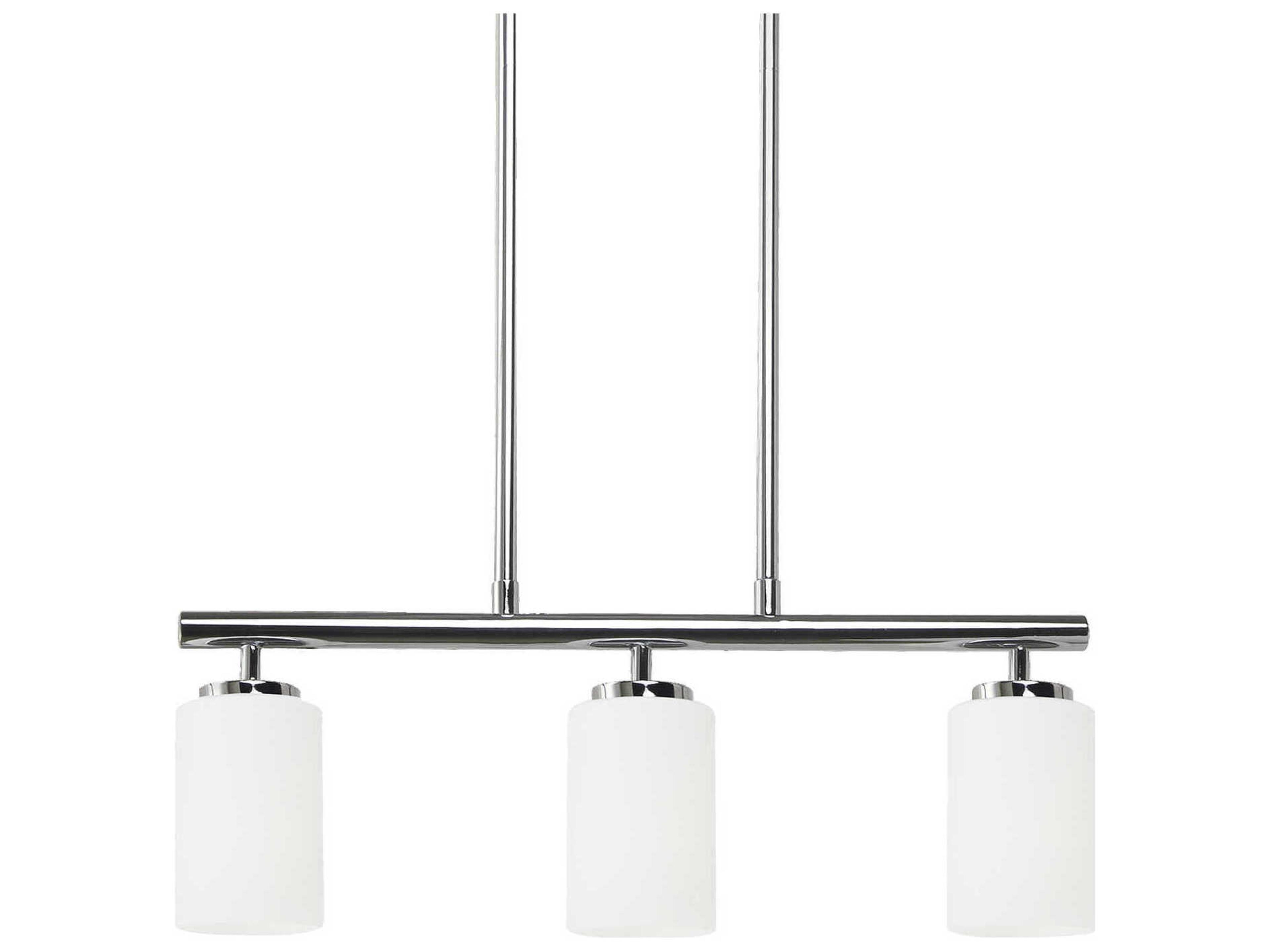 Oslo 3-Light Linear Island Pendant in Chrome with Opal Etched Glass