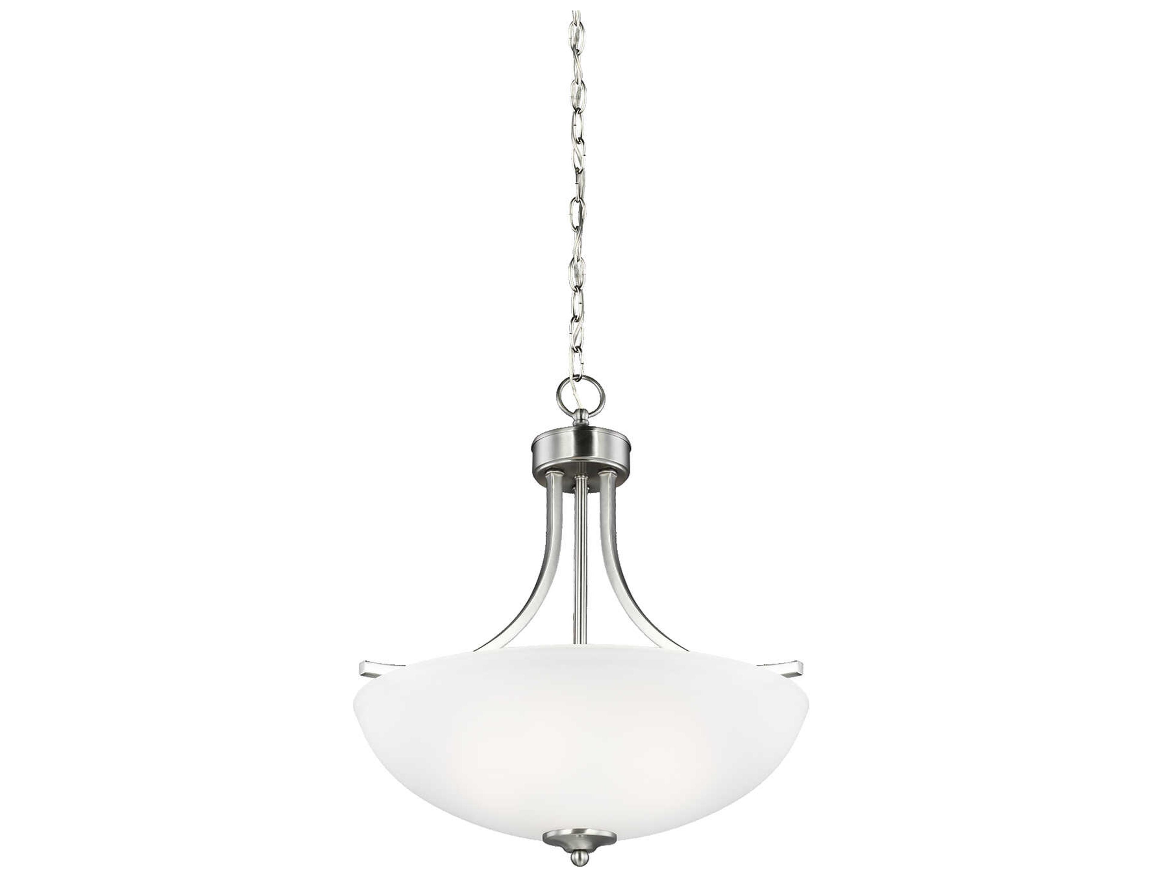 Geary 3-Light Brushed Nickel Glass Bowl Pendant