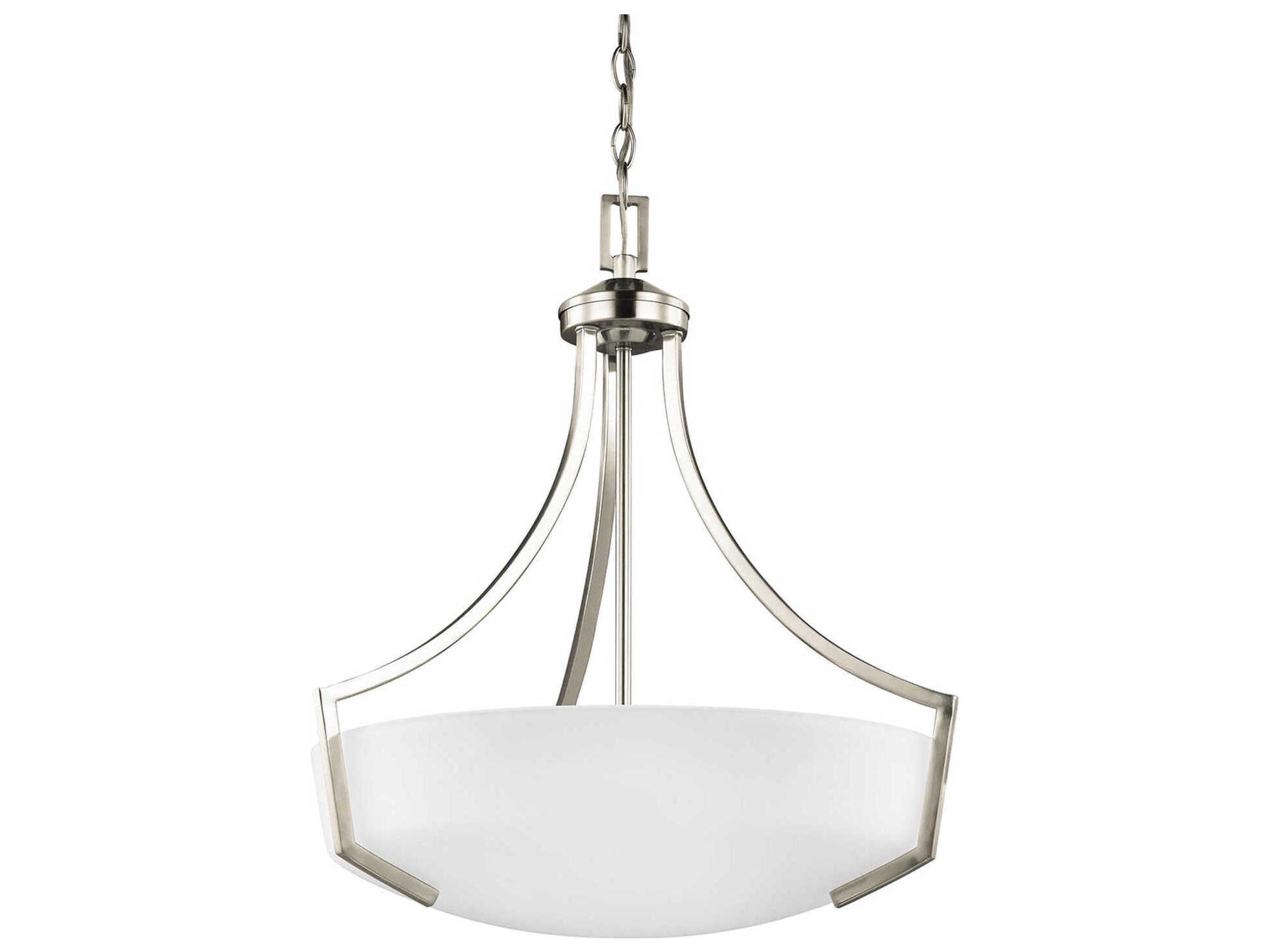 Hanford 3-Light Brushed Nickel Glass Pendant