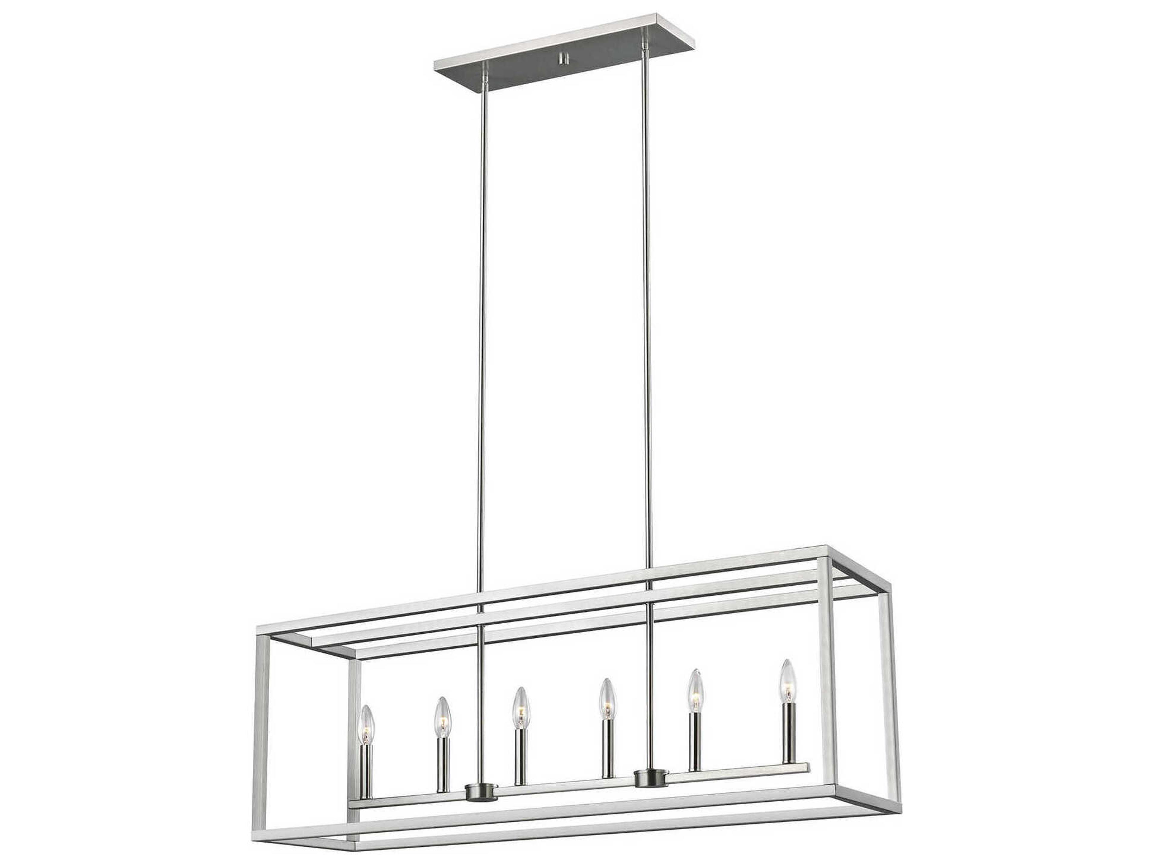 Moffet Street 6-Light Brushed Nickel Linear Island Pendant