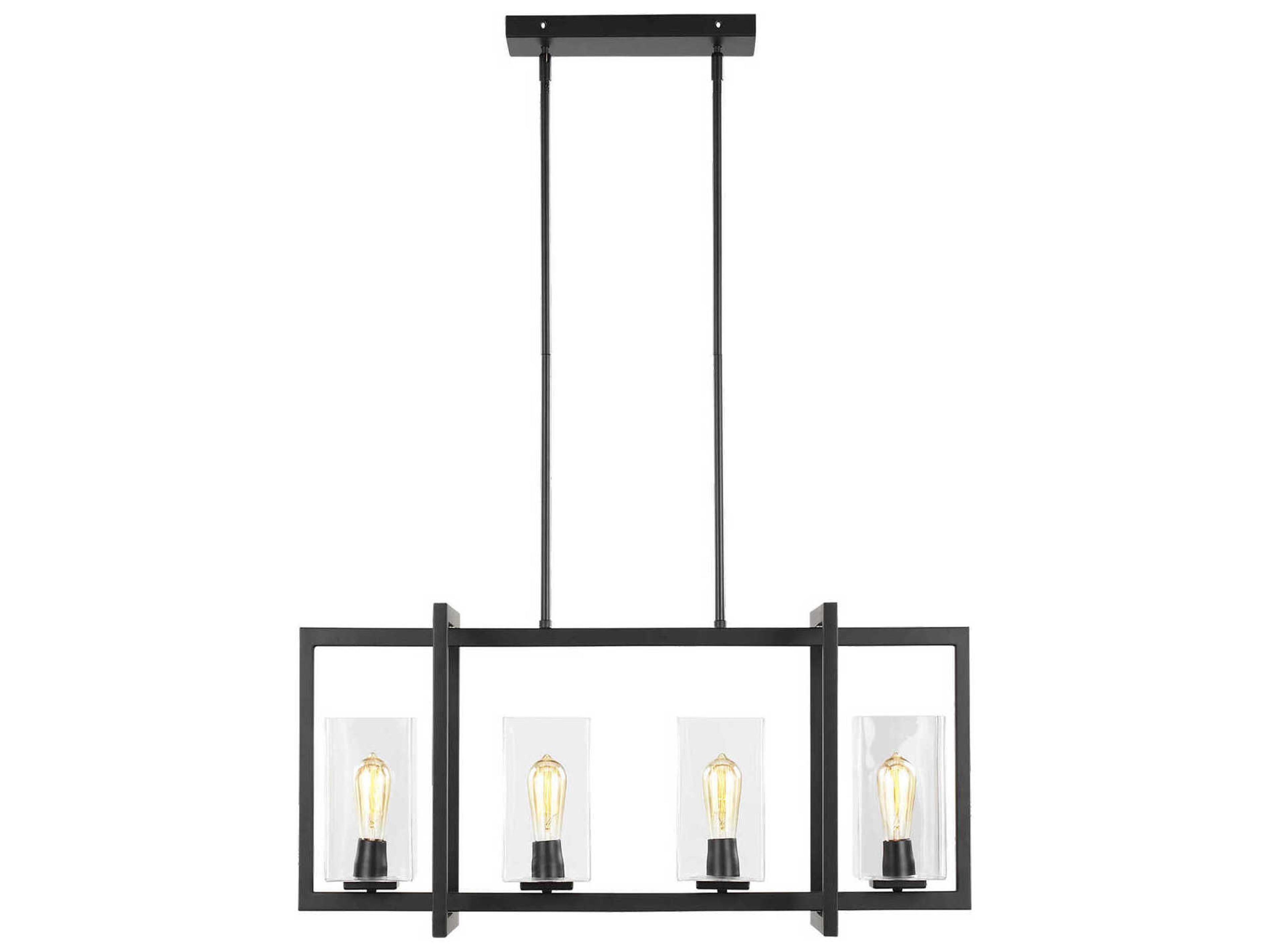 Mitte 4-Light Midnight Black Glass Linear Island Pendant