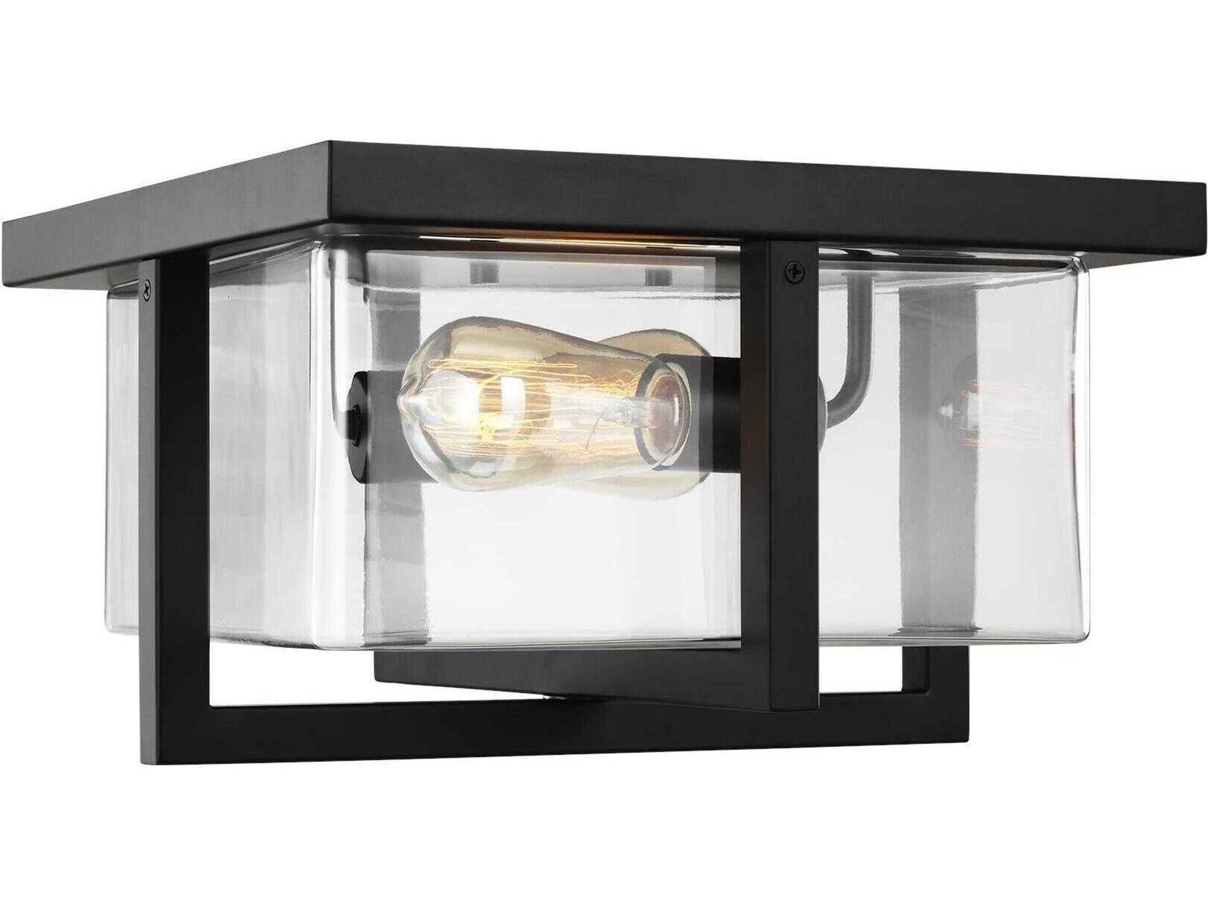 Mitte 2-Light Midnight Black Glass Flush Mount