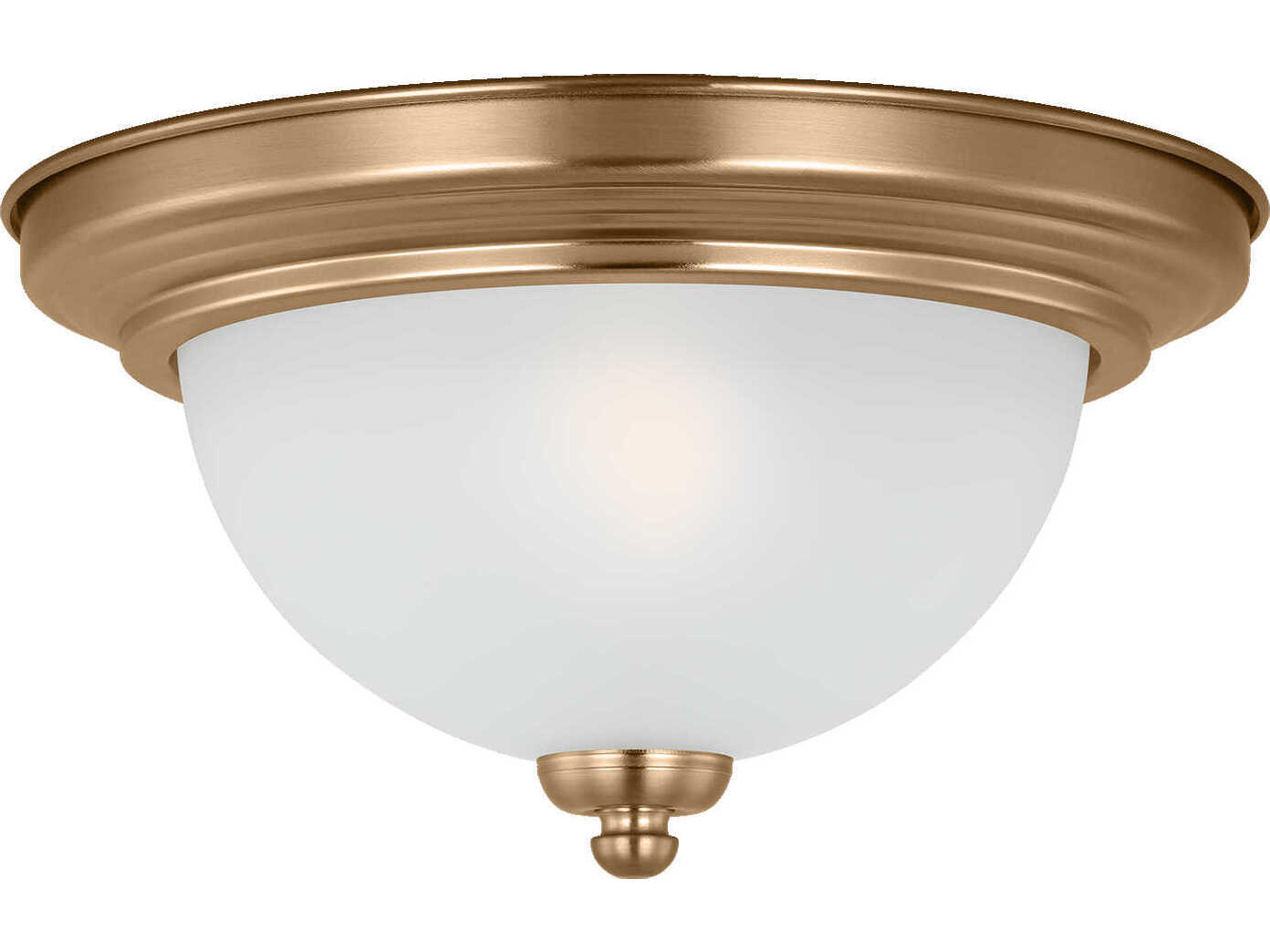 Generation Lighting Geary 1-Light Satin Brass Glass Bowl Flush Mount