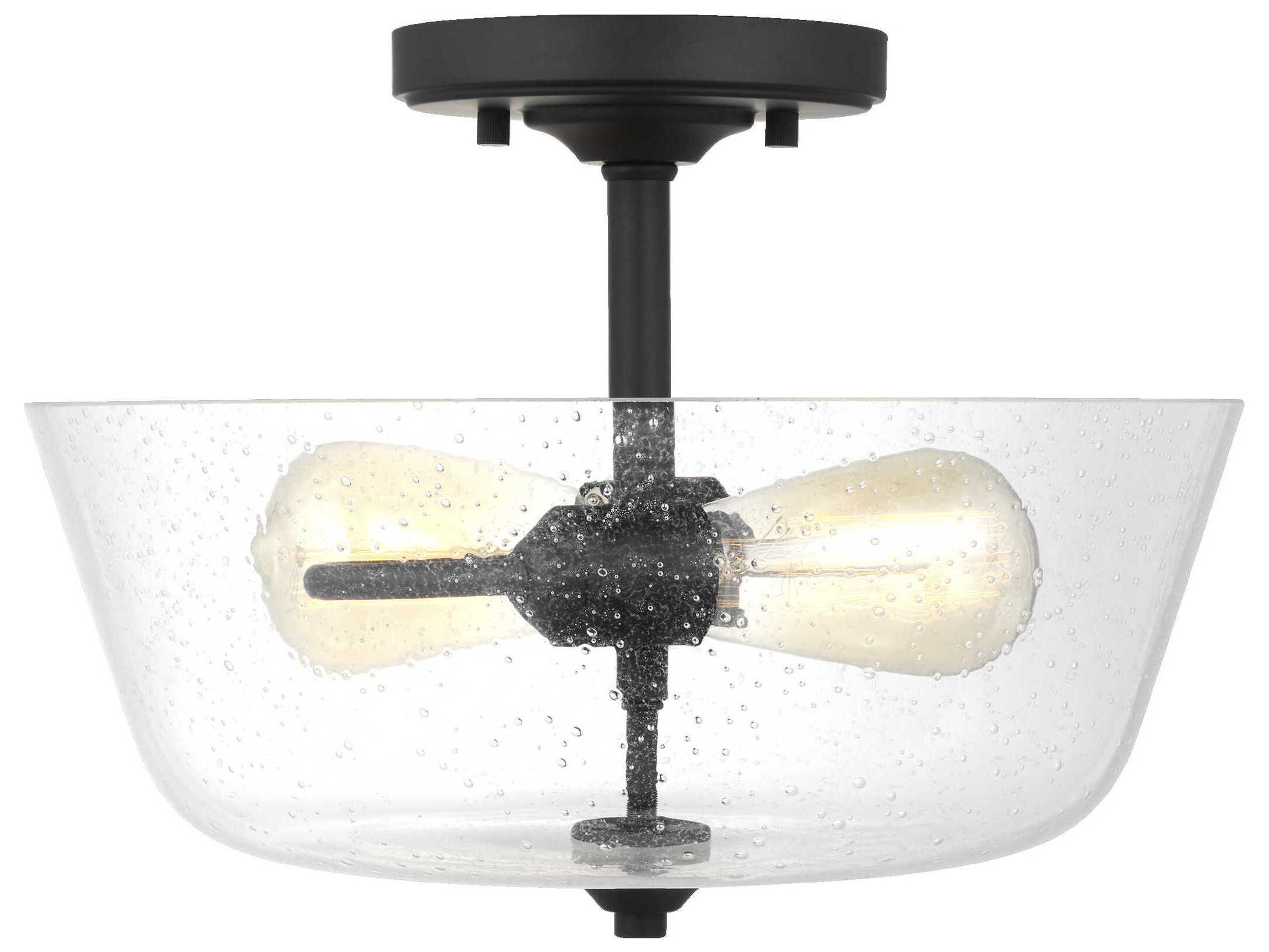 Belton 2-Light Midnight Black Glass Semi Flush Mount