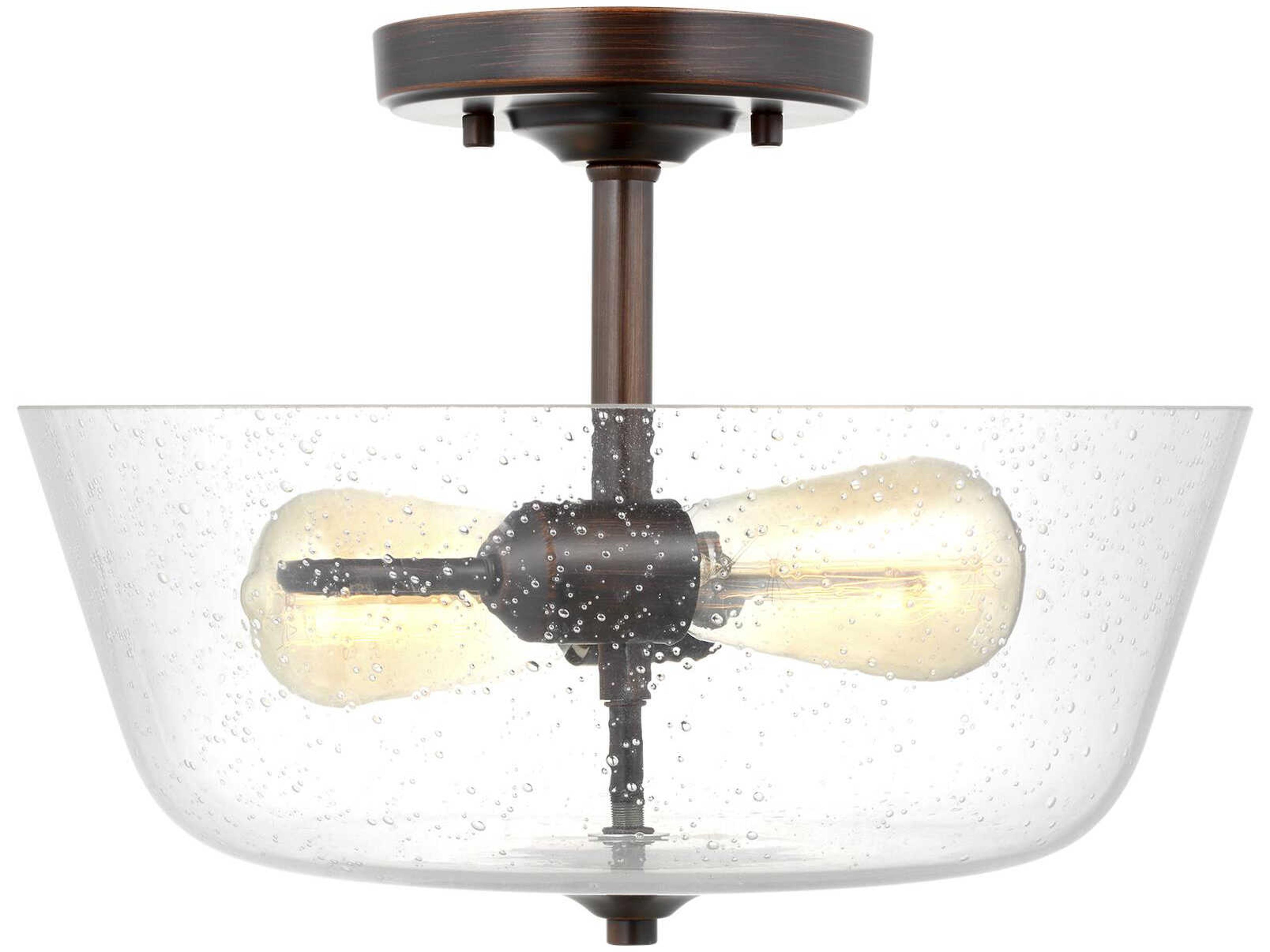 Belton 2-Light Bronze Glass Semi Flush Mount