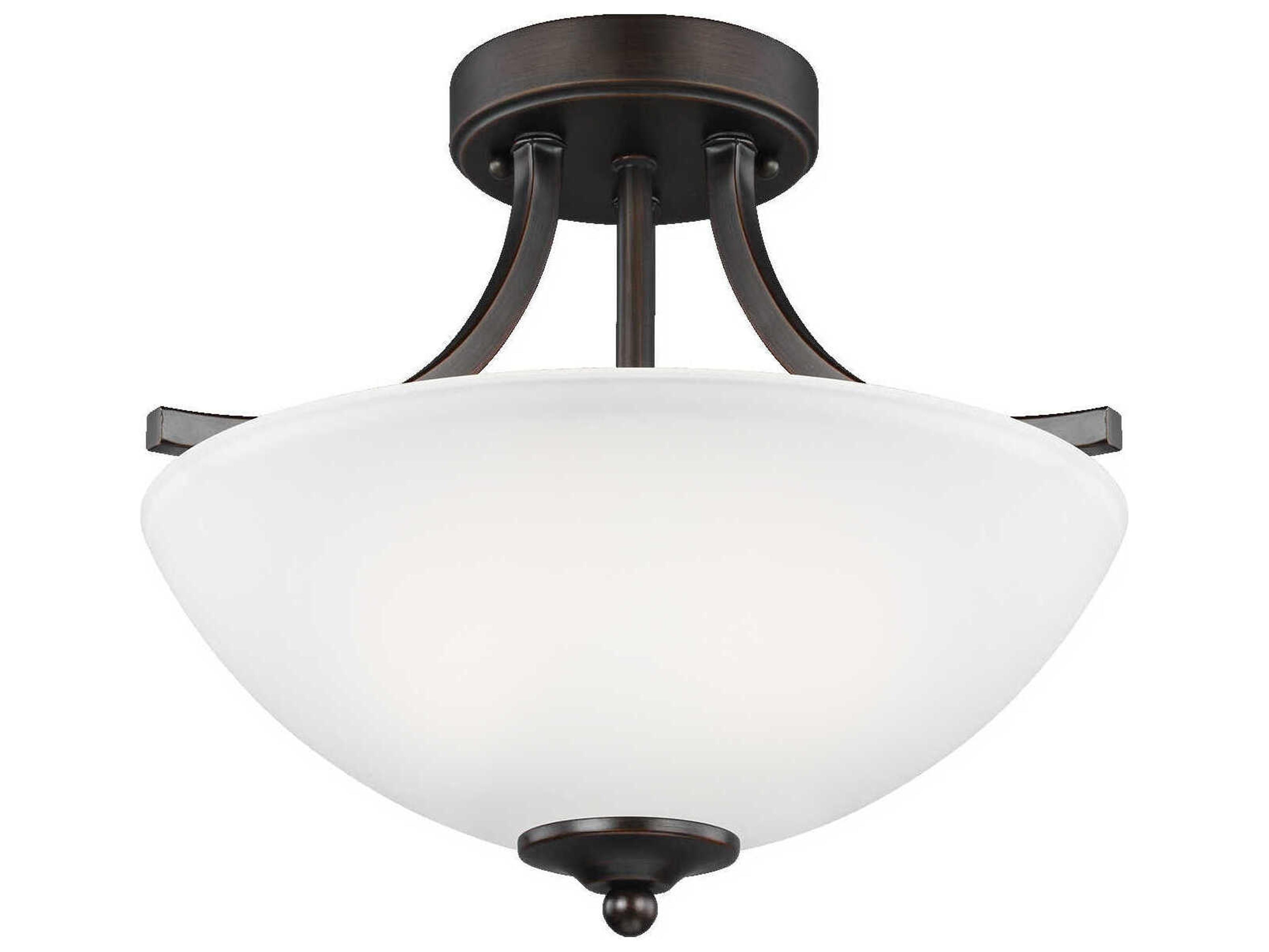 Geary 2-Light Bronze Glass Bowl Semi Flush Mount