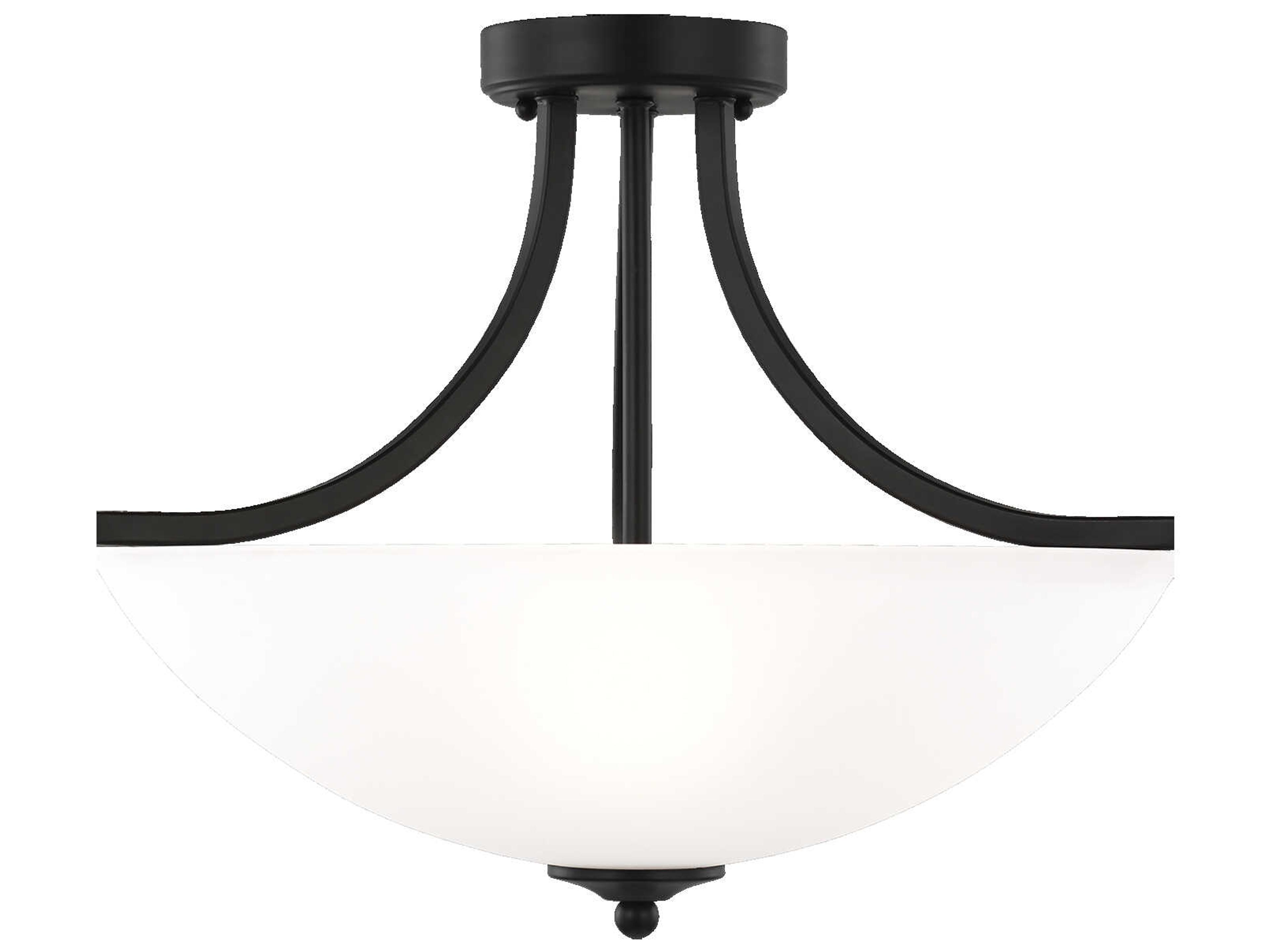 Geary 3-Light Midnight Black Glass Bowl Semi Flush Mount