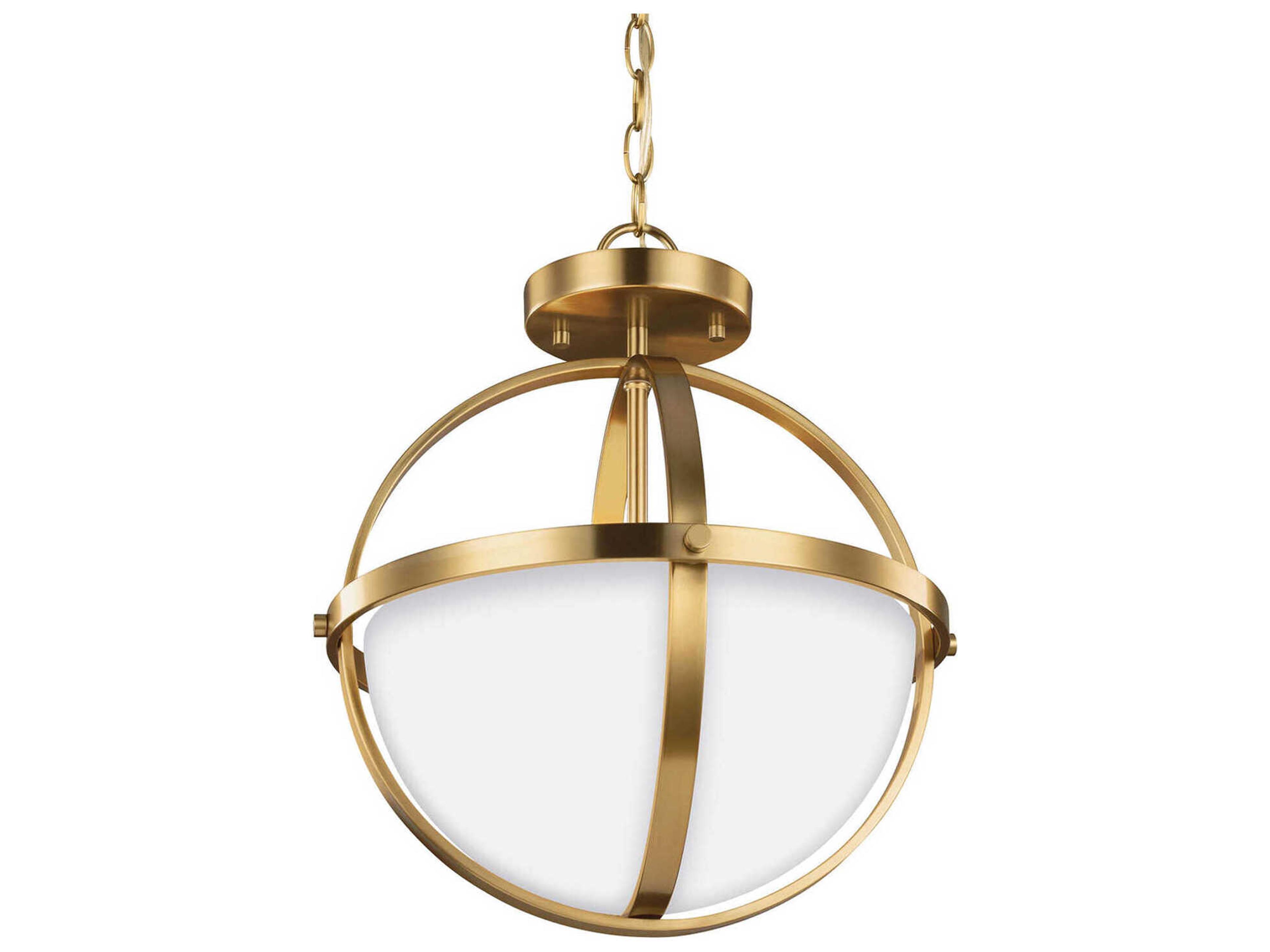 Generation Lighting Alturas 2-Light Satin Brass Bronze Glass Globe Semi Flush Mount