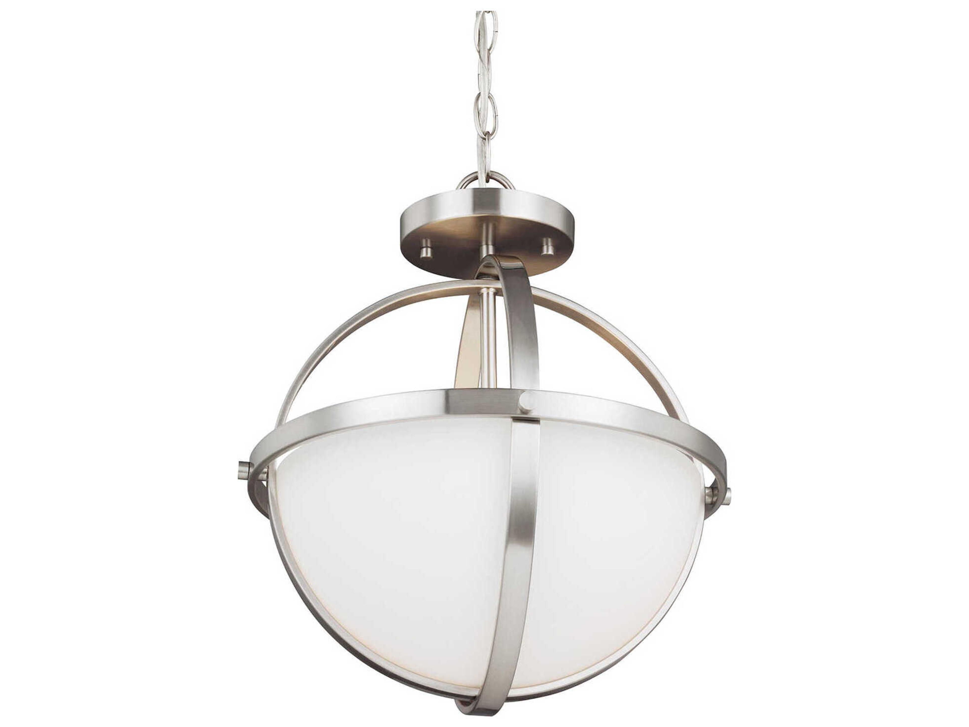 Generation Lighting Alturas 2-Light Brushed Nickel Glass Globe Semi Flush Mount