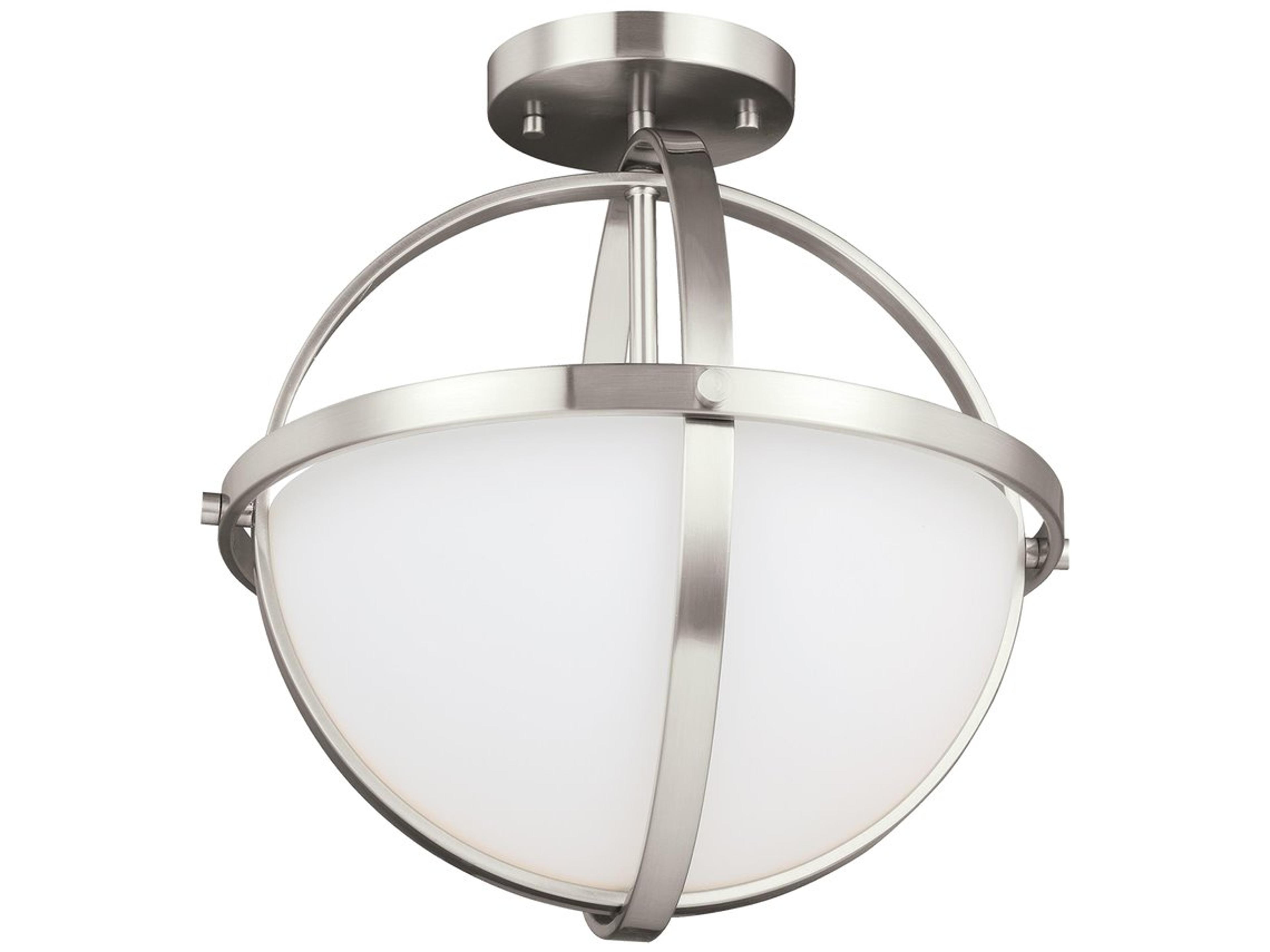 Alturas 2-Light Brushed Nickel Glass Globe Semi Flush Mount