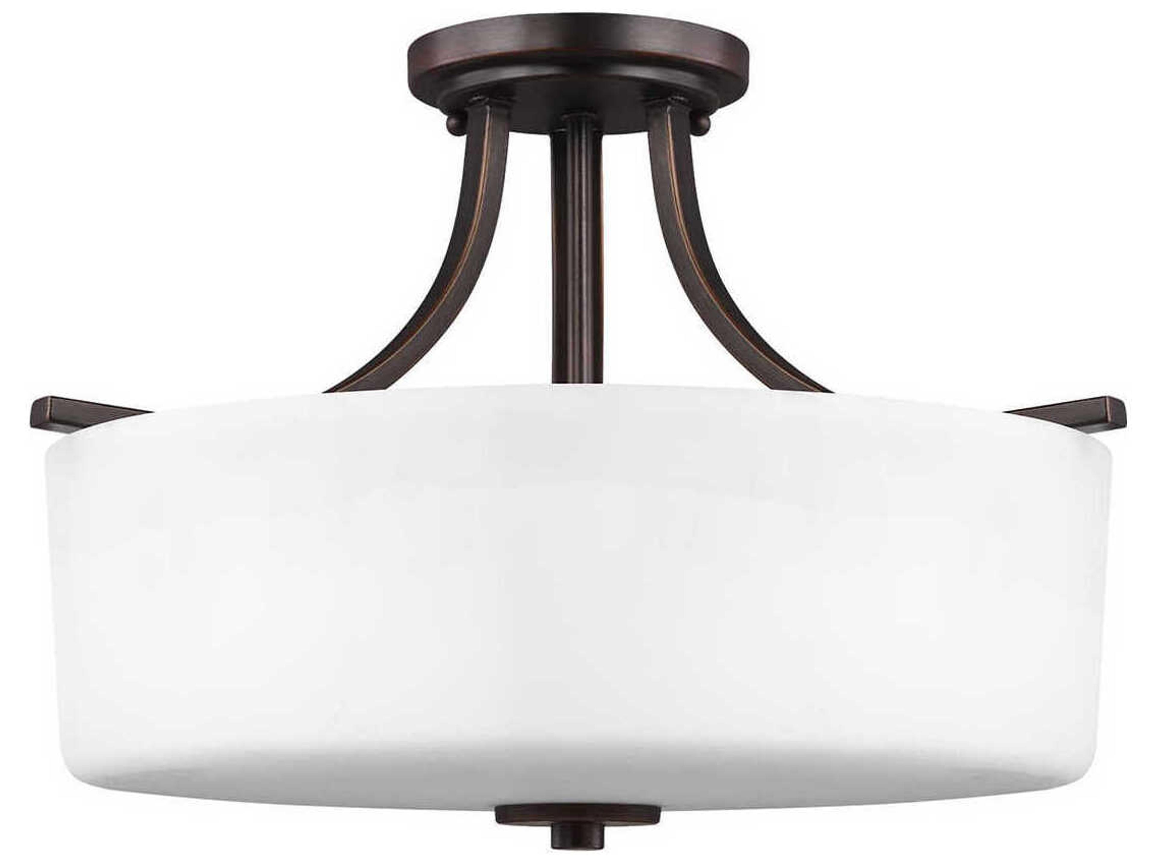 Canfield 3-Light Bronze Glass Semi Flush Mount