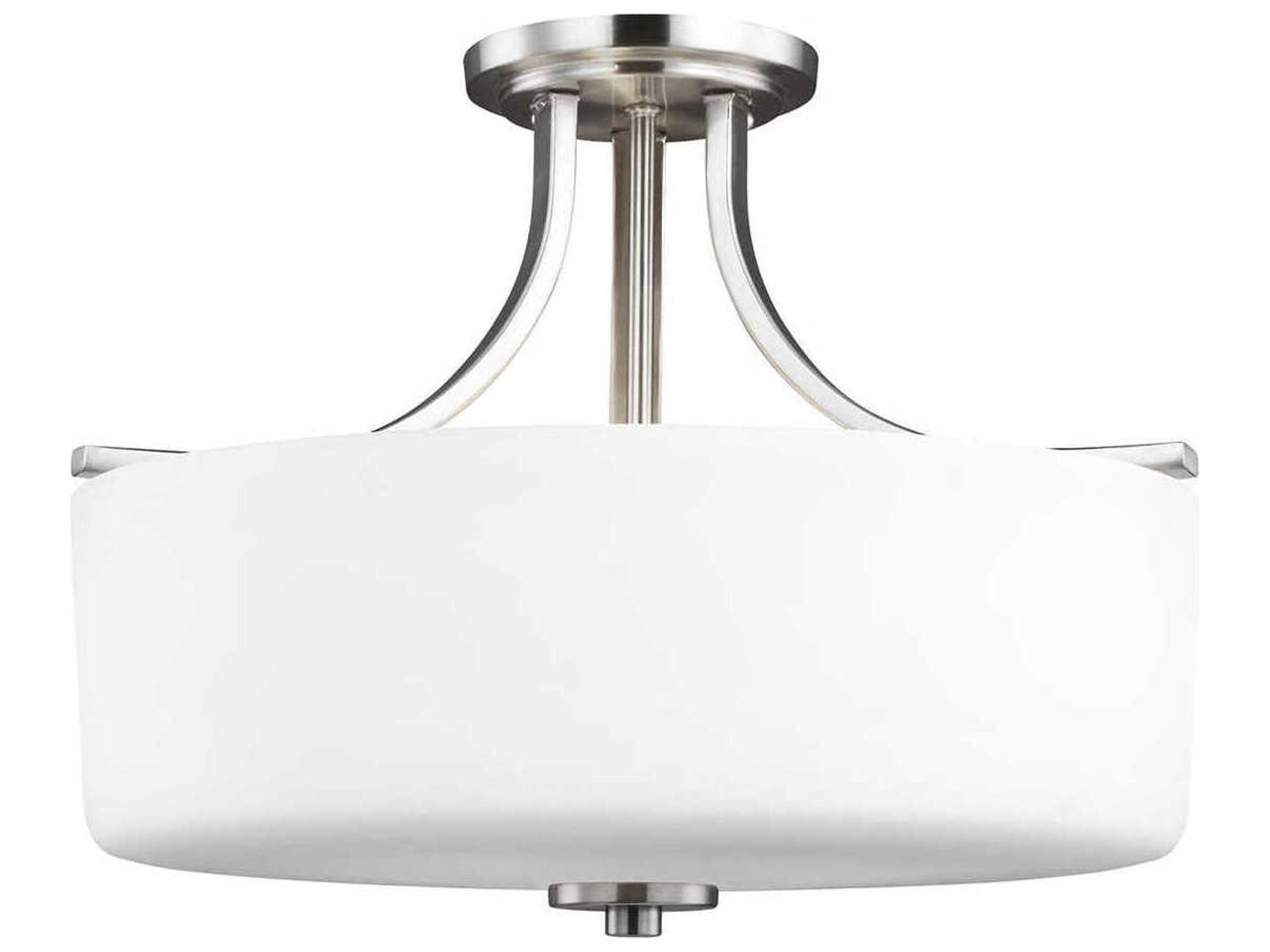 Canfield 3-Light Brushed Nickel Glass Semi Flush Mount