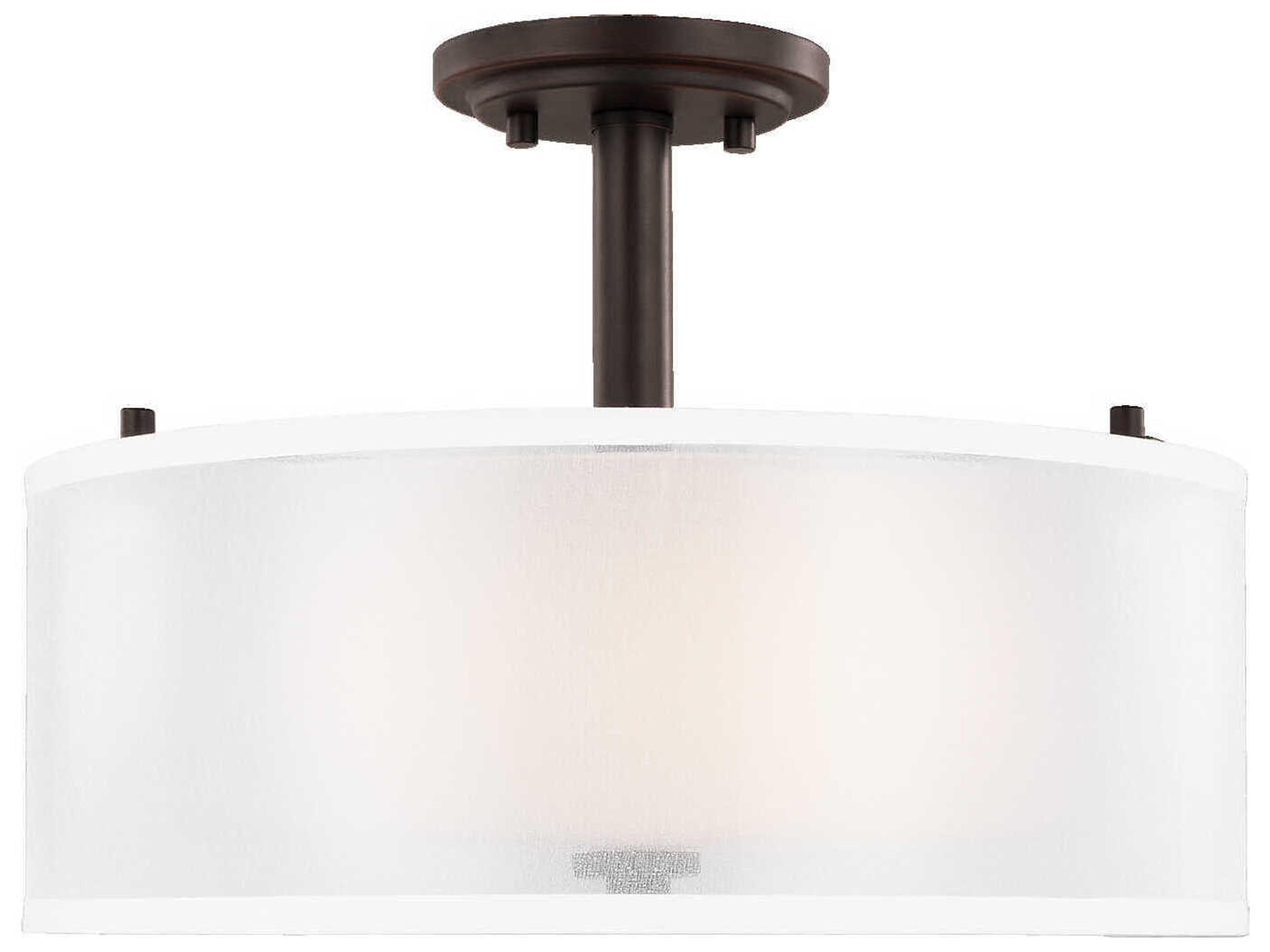 Elmwood Park 2-Light Bronze Glass Drum Semi Flush Mount