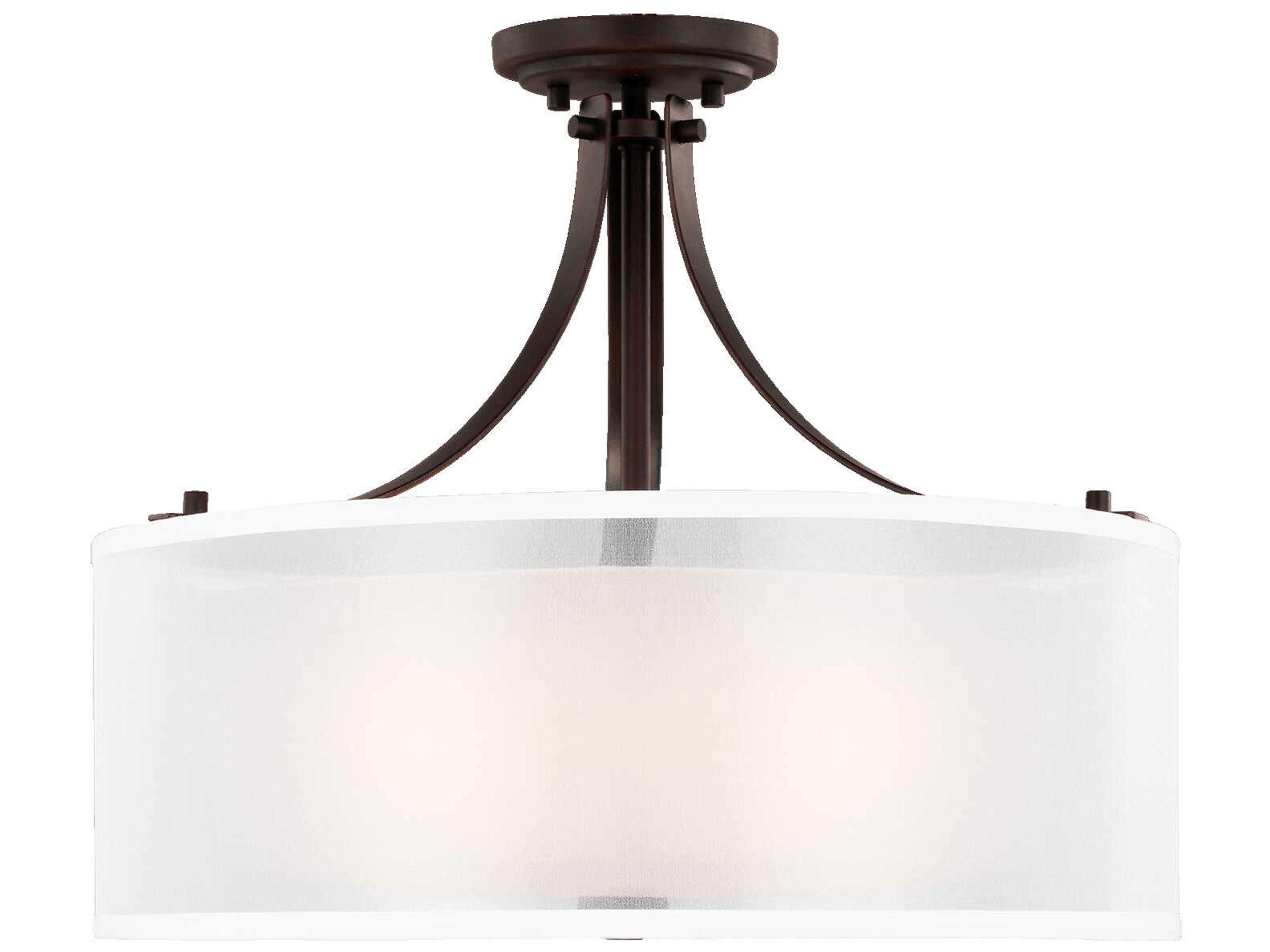 Elmwood Park 3-Light Bronze Glass Drum Semi Flush Mount
